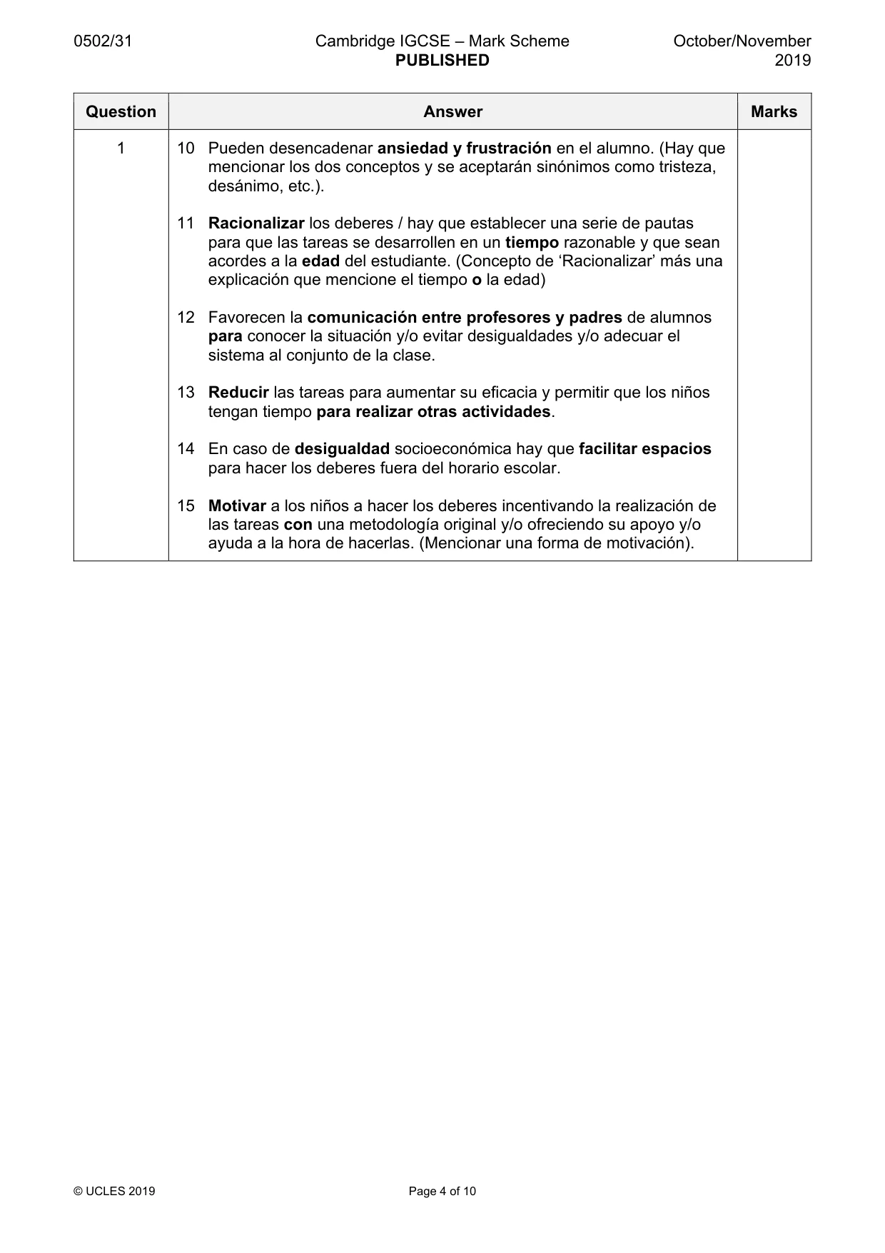 Mark scheme, page 4 of 10