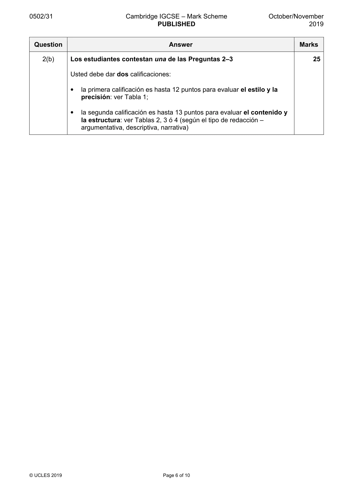 Mark scheme, page 6 of 10