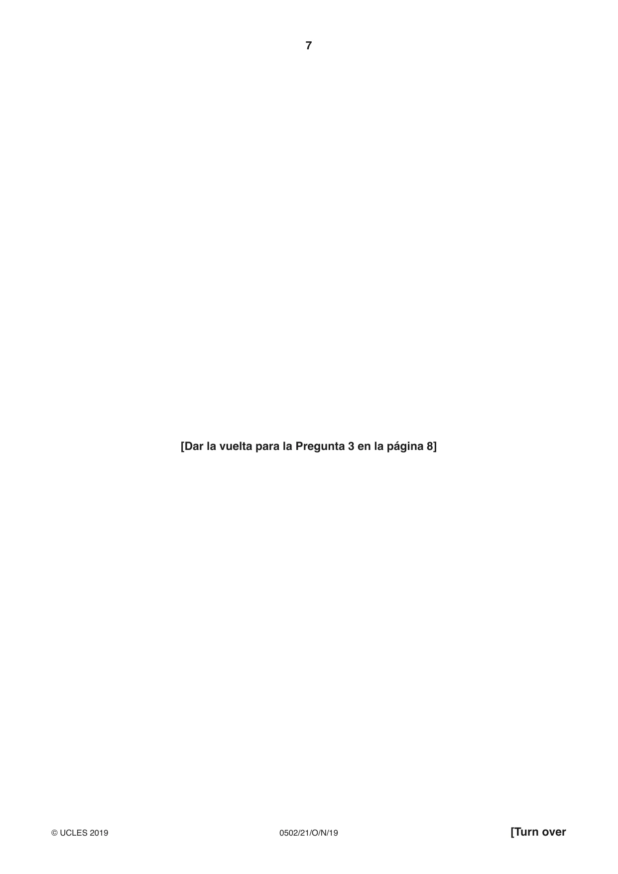 Cambridge IGCSE Spanish - First Language 0502 2019 Oct/Nov Paper 2 · Variant 1 question paper, page 7 of 12