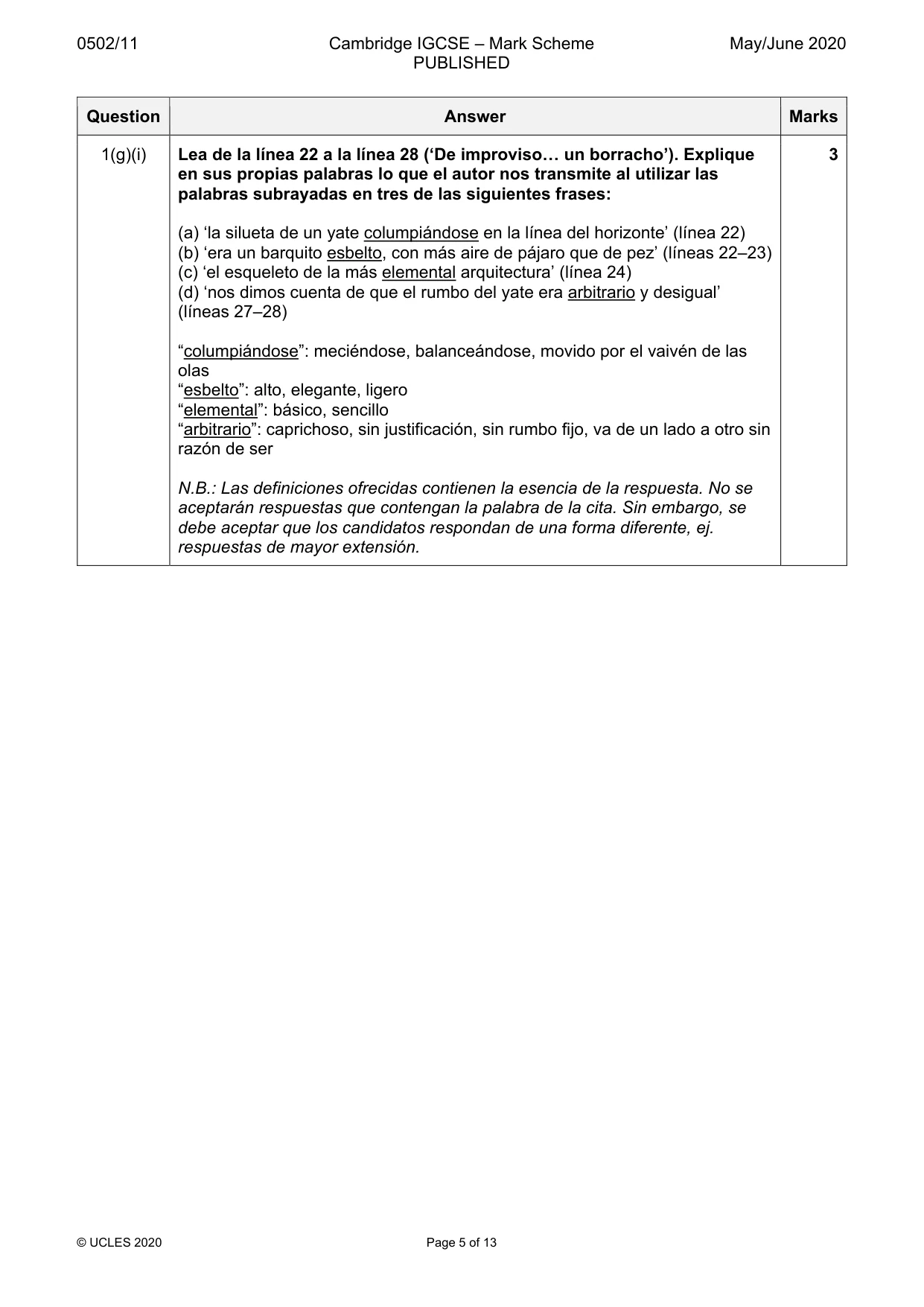 Mark scheme, page 5 of 13