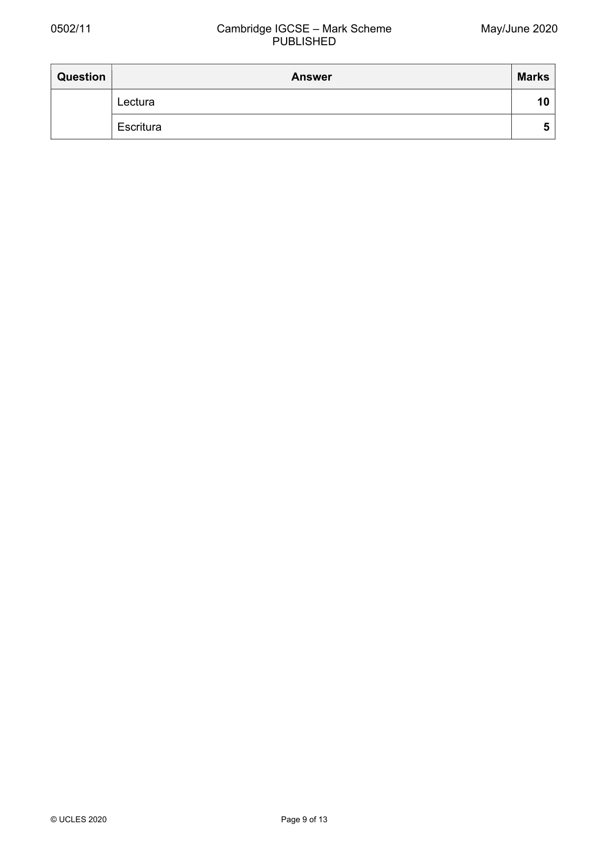 Mark scheme, page 9 of 13