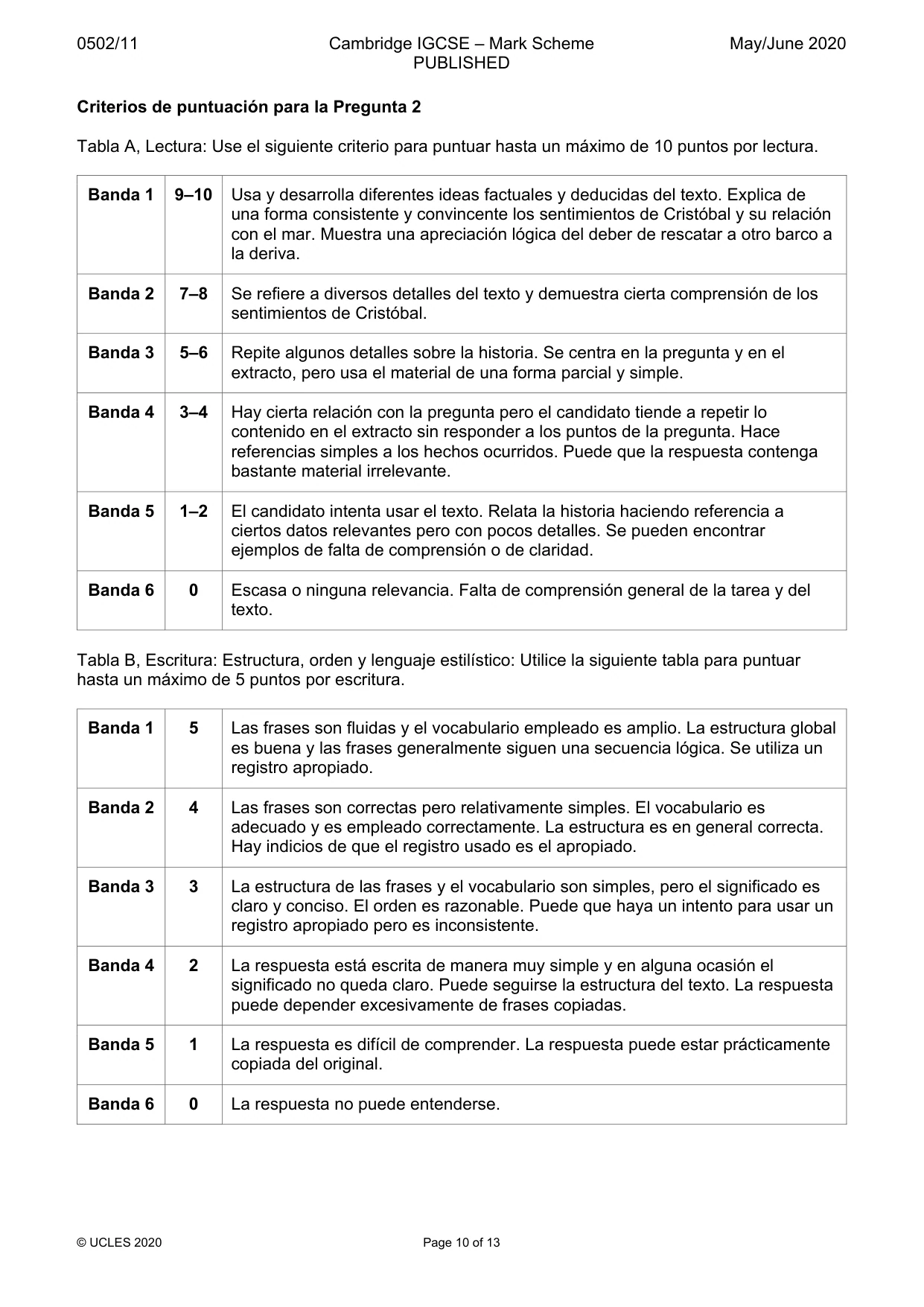 Mark scheme, page 10 of 13