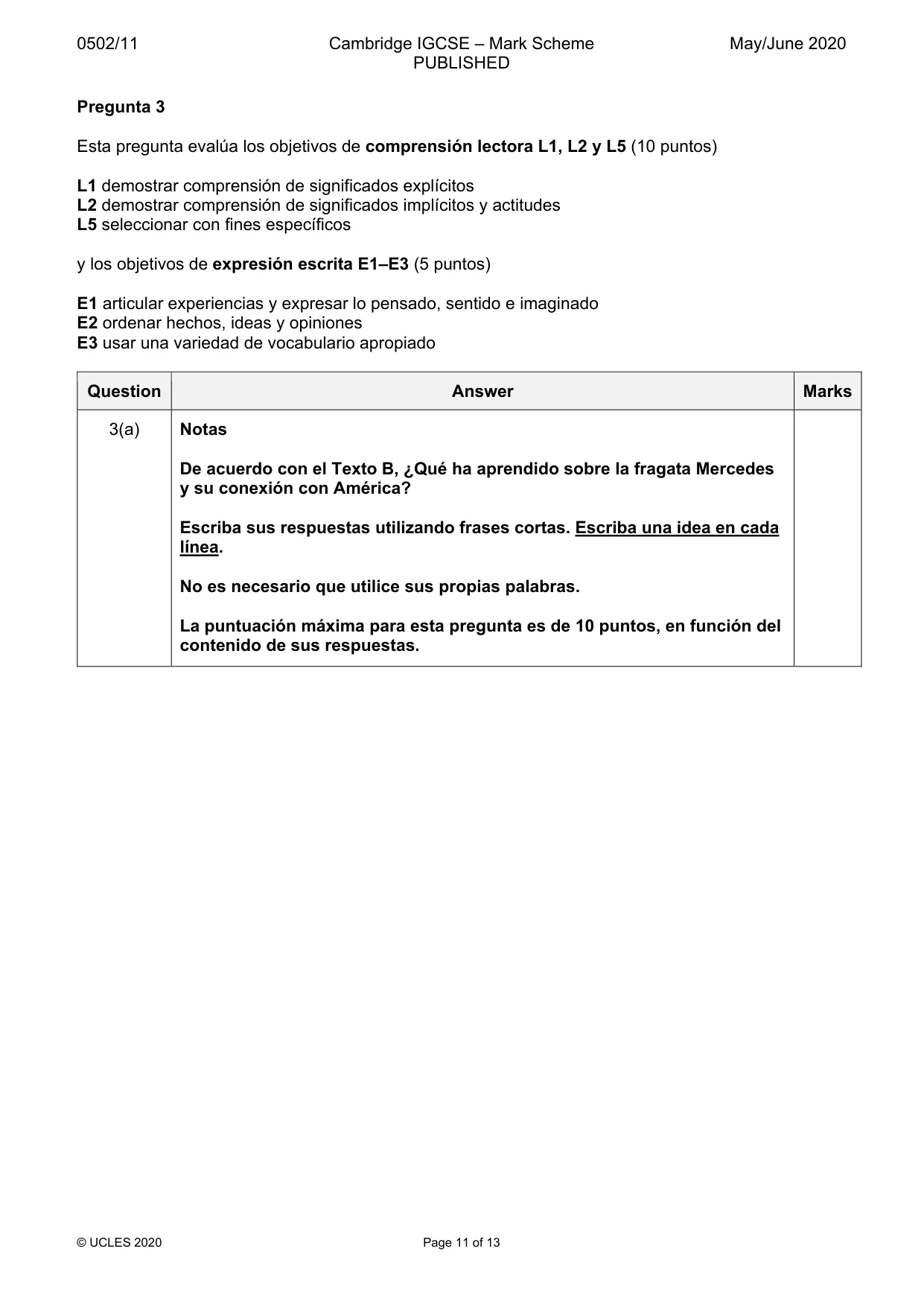 Mark scheme, page 11 of 13