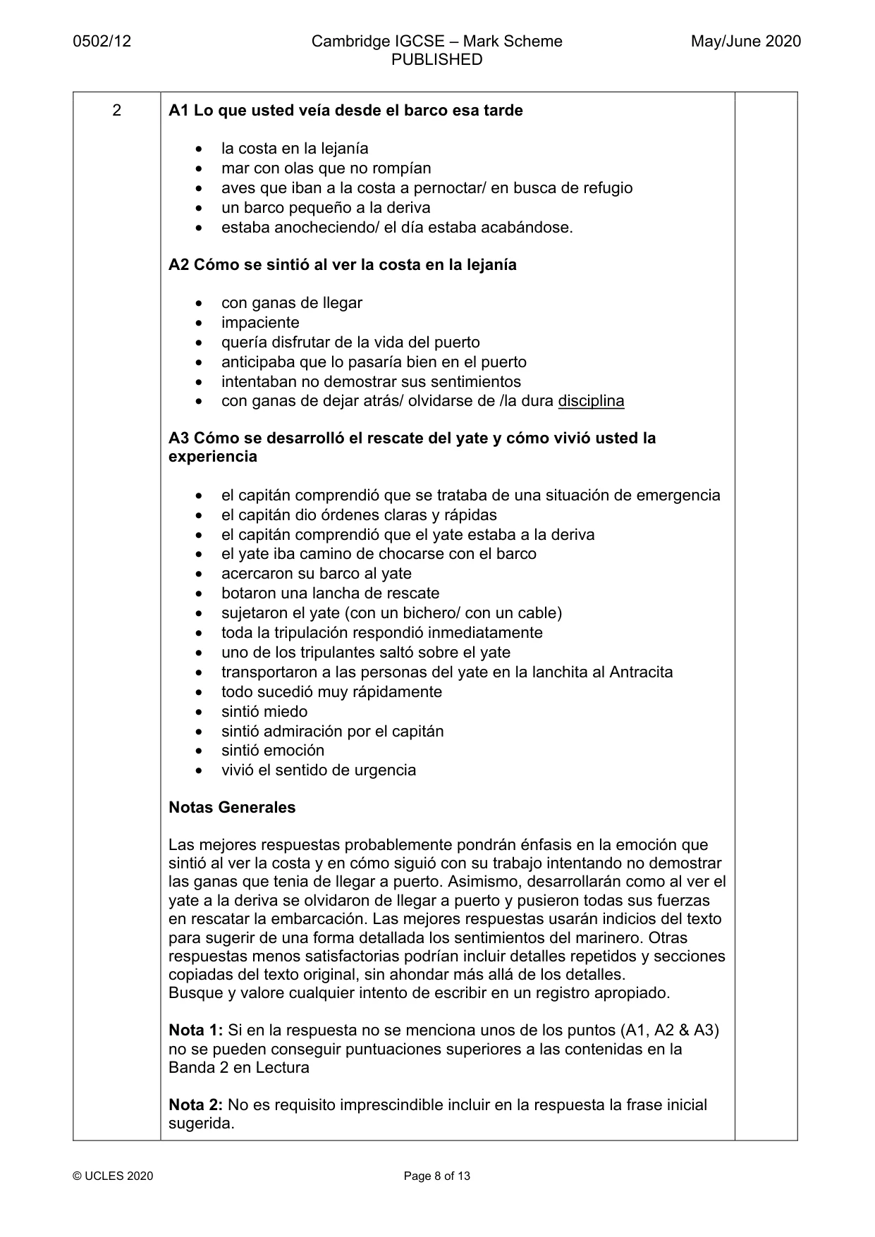 Mark scheme, page 8 of 13