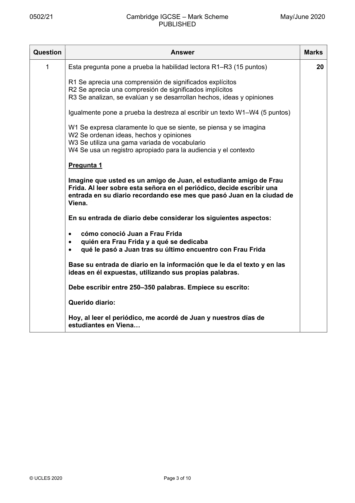 Mark scheme, page 3 of 10