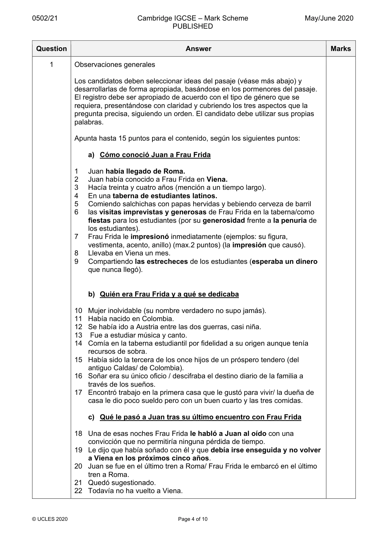 Mark scheme, page 4 of 10