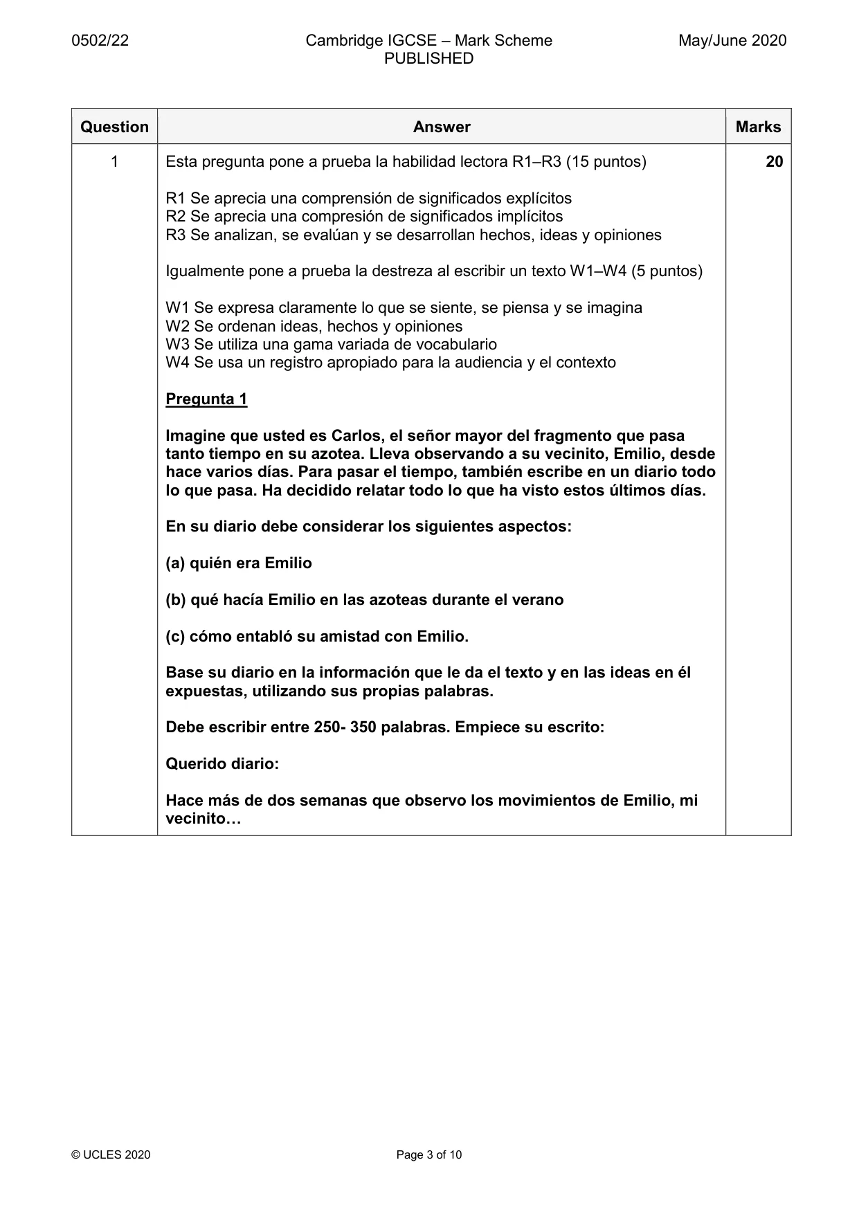 Mark scheme, page 3 of 10