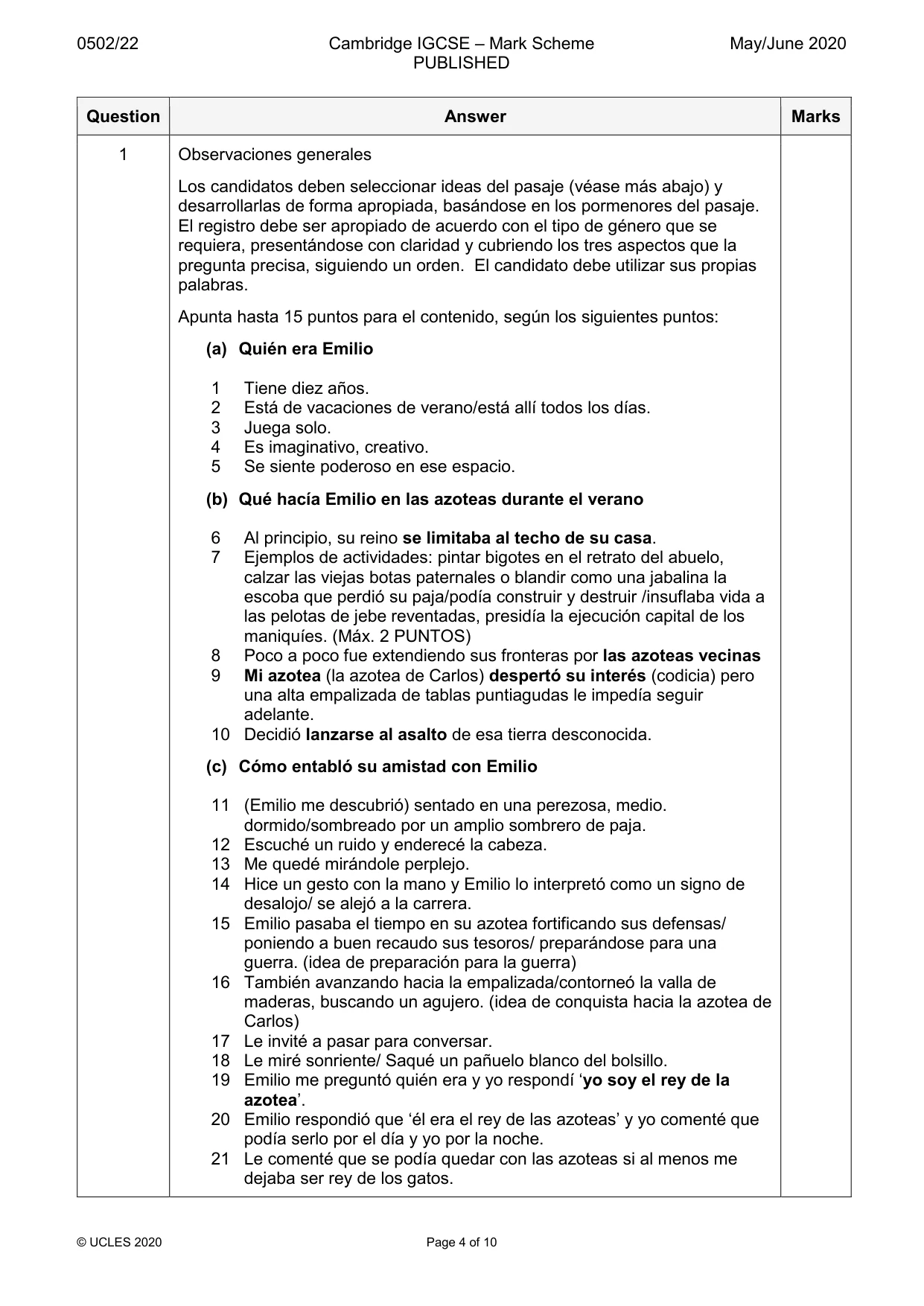 Mark scheme, page 4 of 10