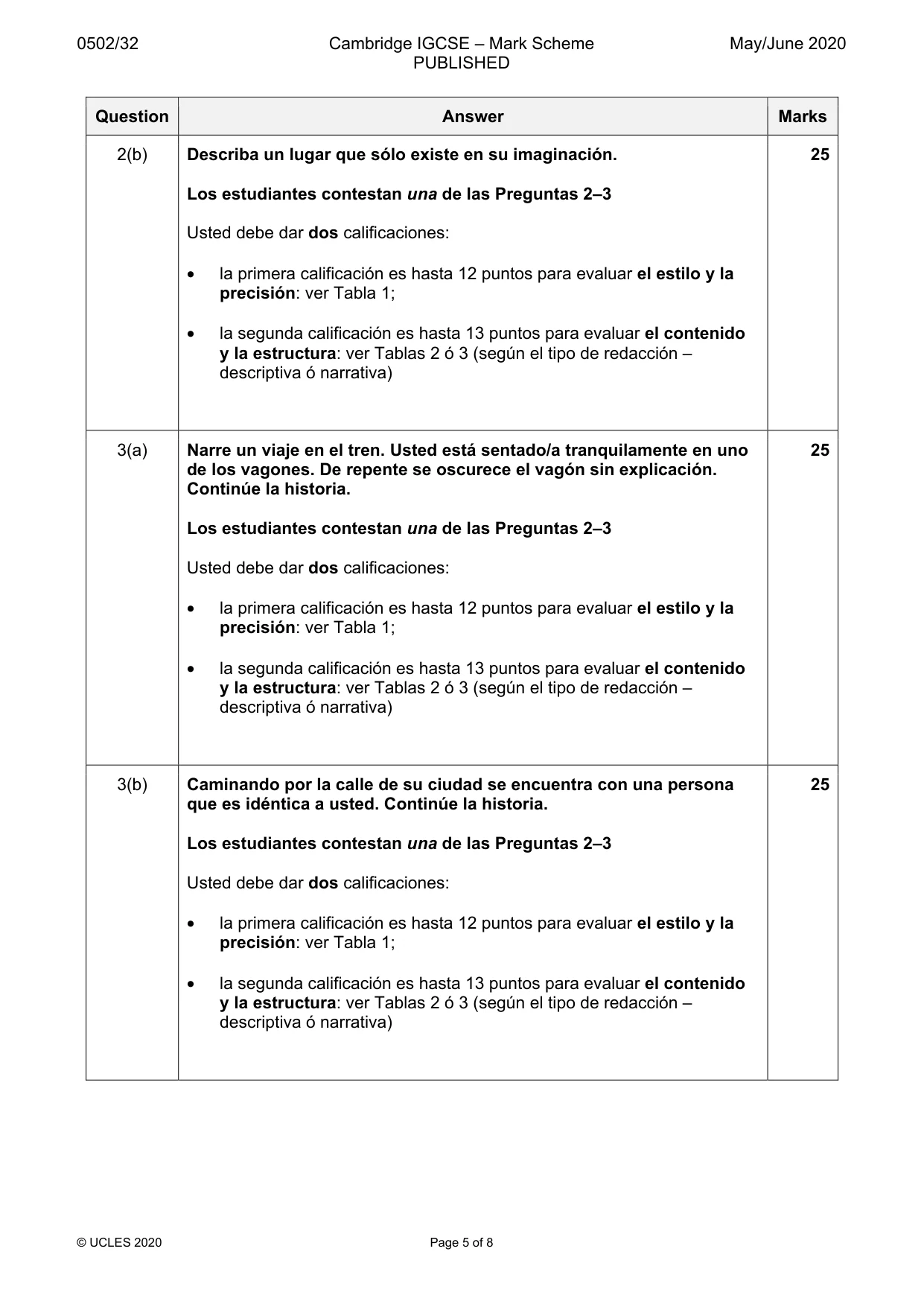Mark scheme, page 5 of 8