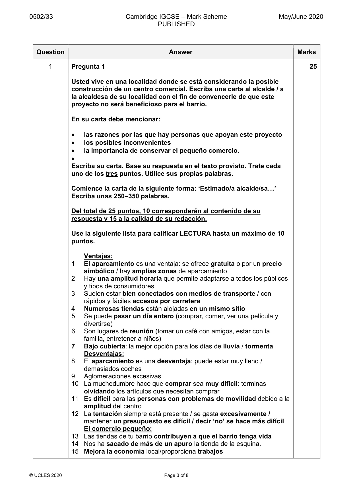 Mark scheme, page 3 of 8