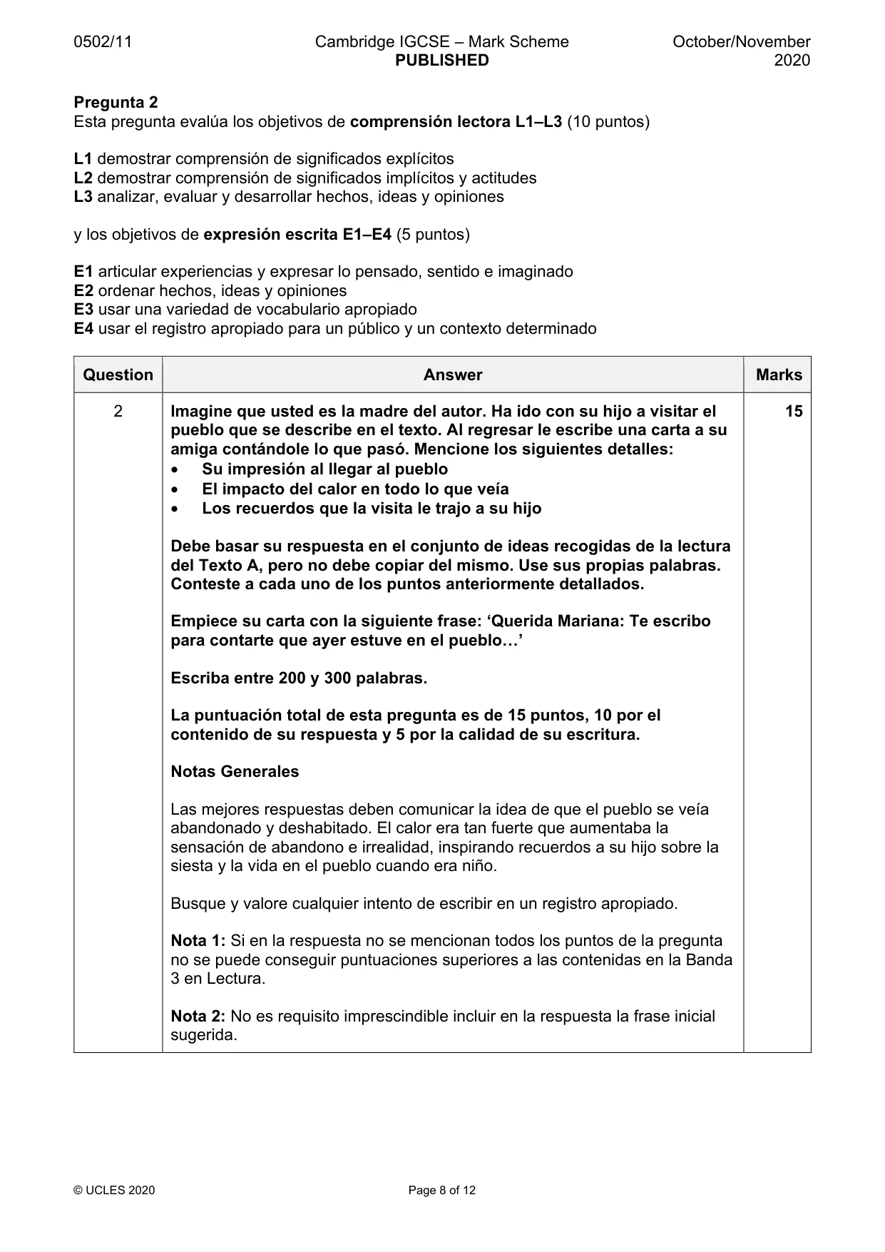 Mark scheme, page 8 of 12