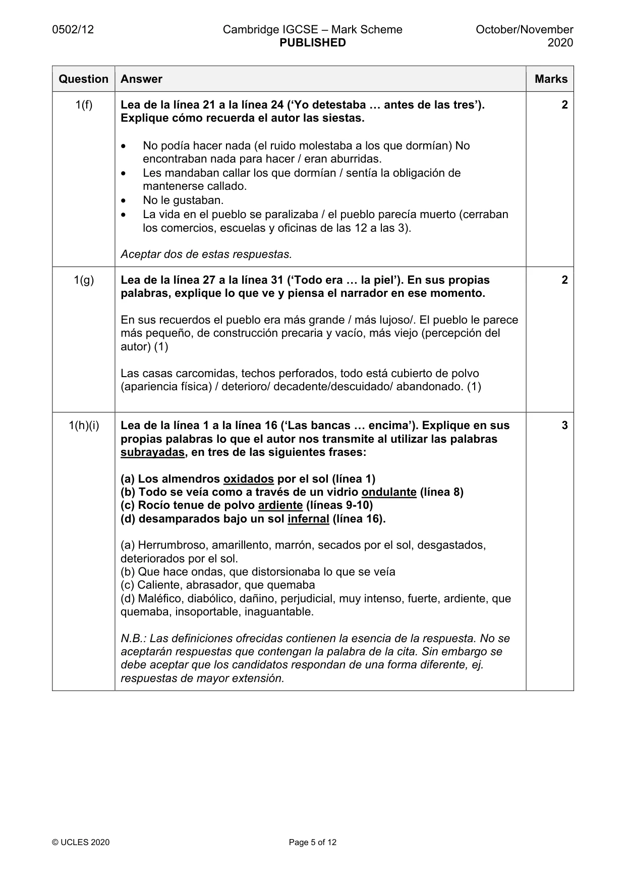 Mark scheme, page 5 of 12
