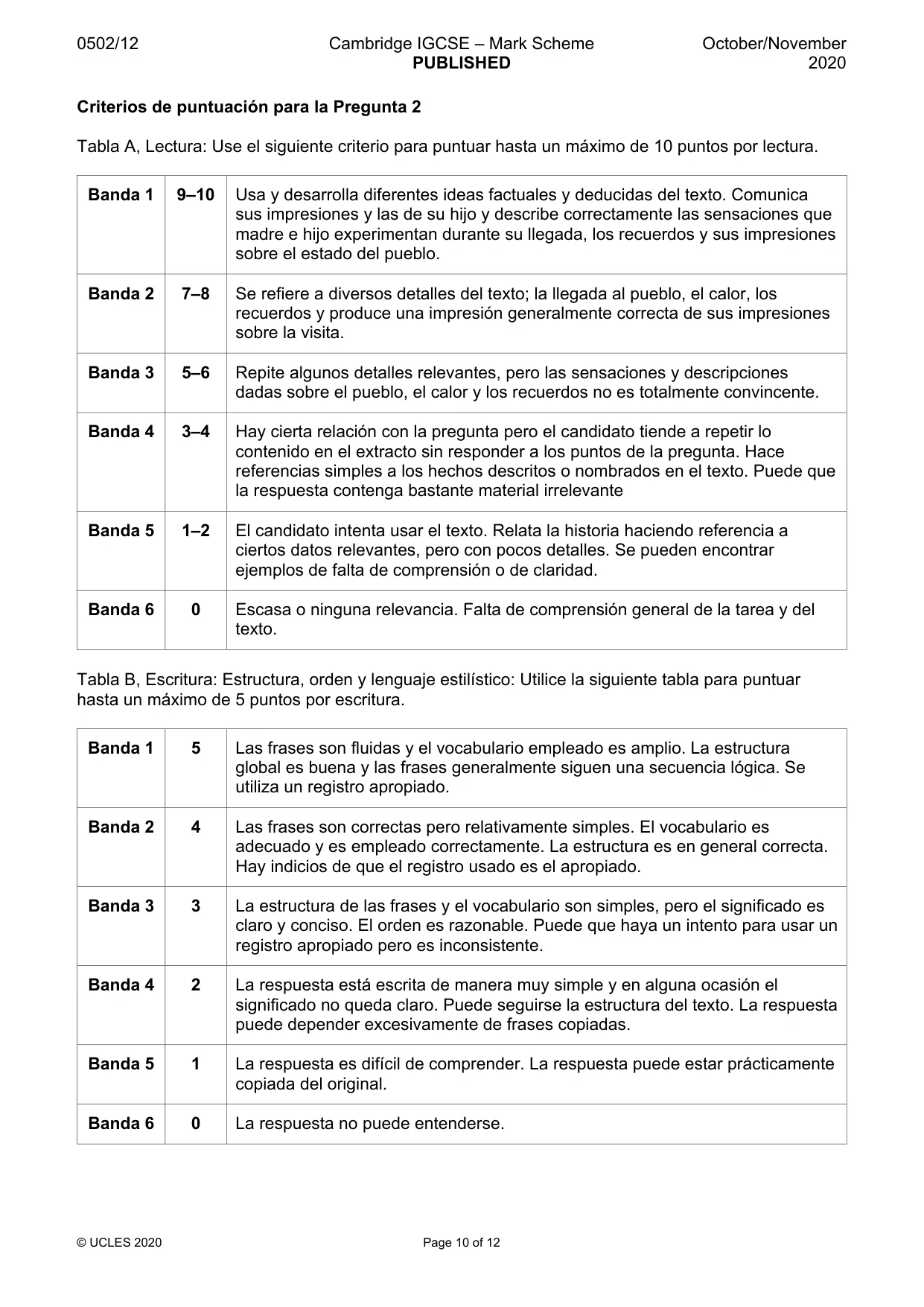 Mark scheme, page 10 of 12