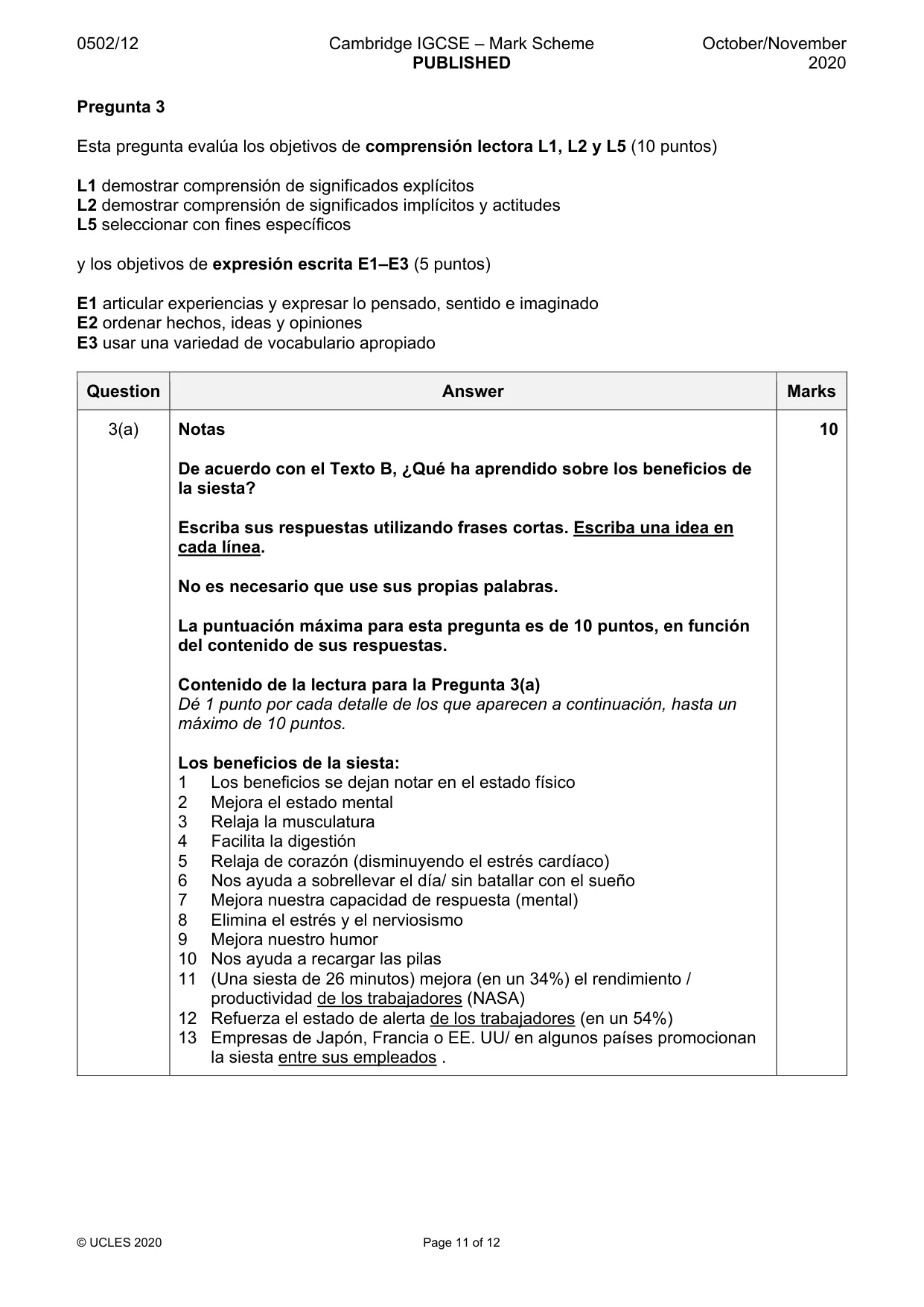 Mark scheme, page 11 of 12