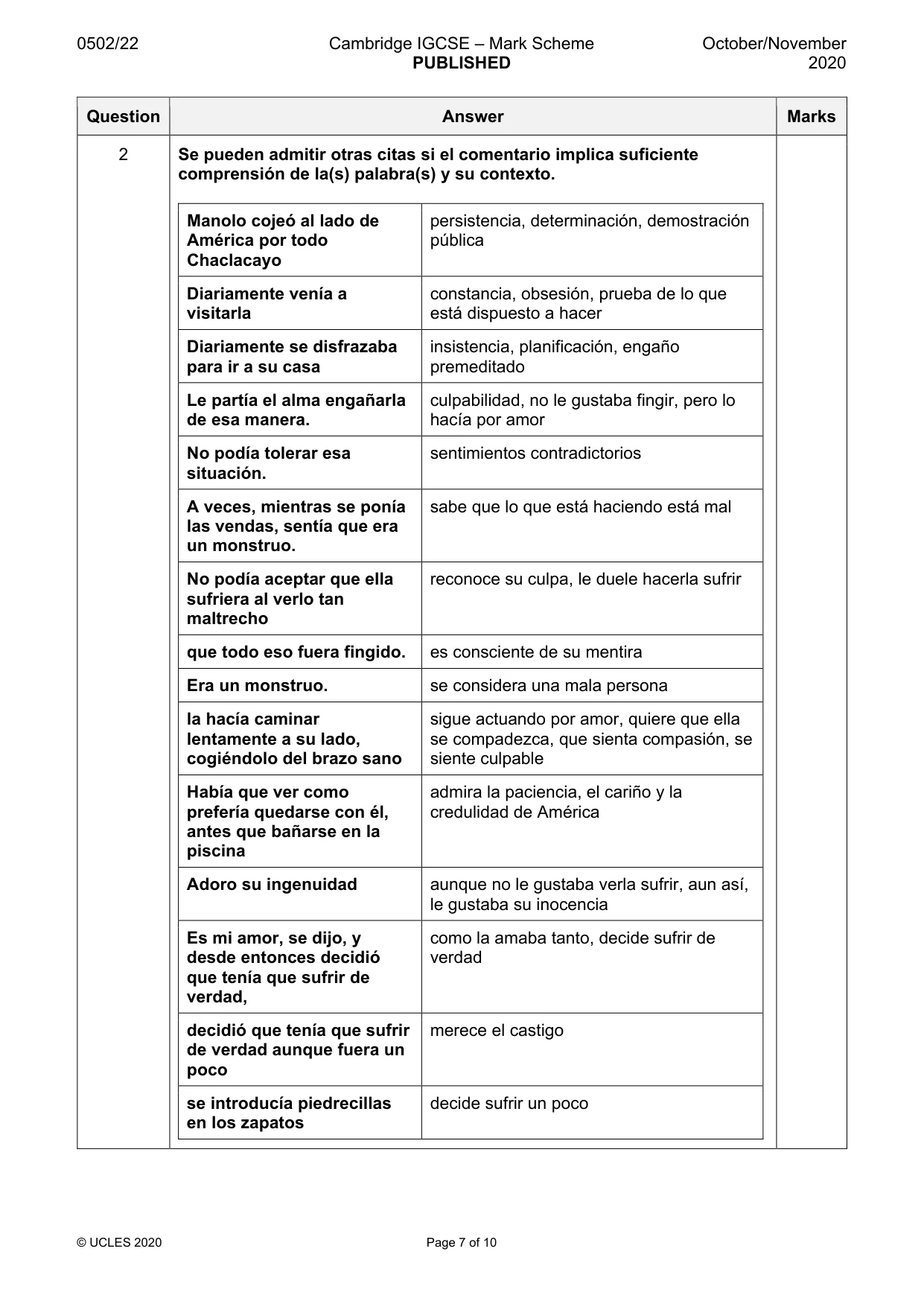 Mark scheme, page 7 of 10