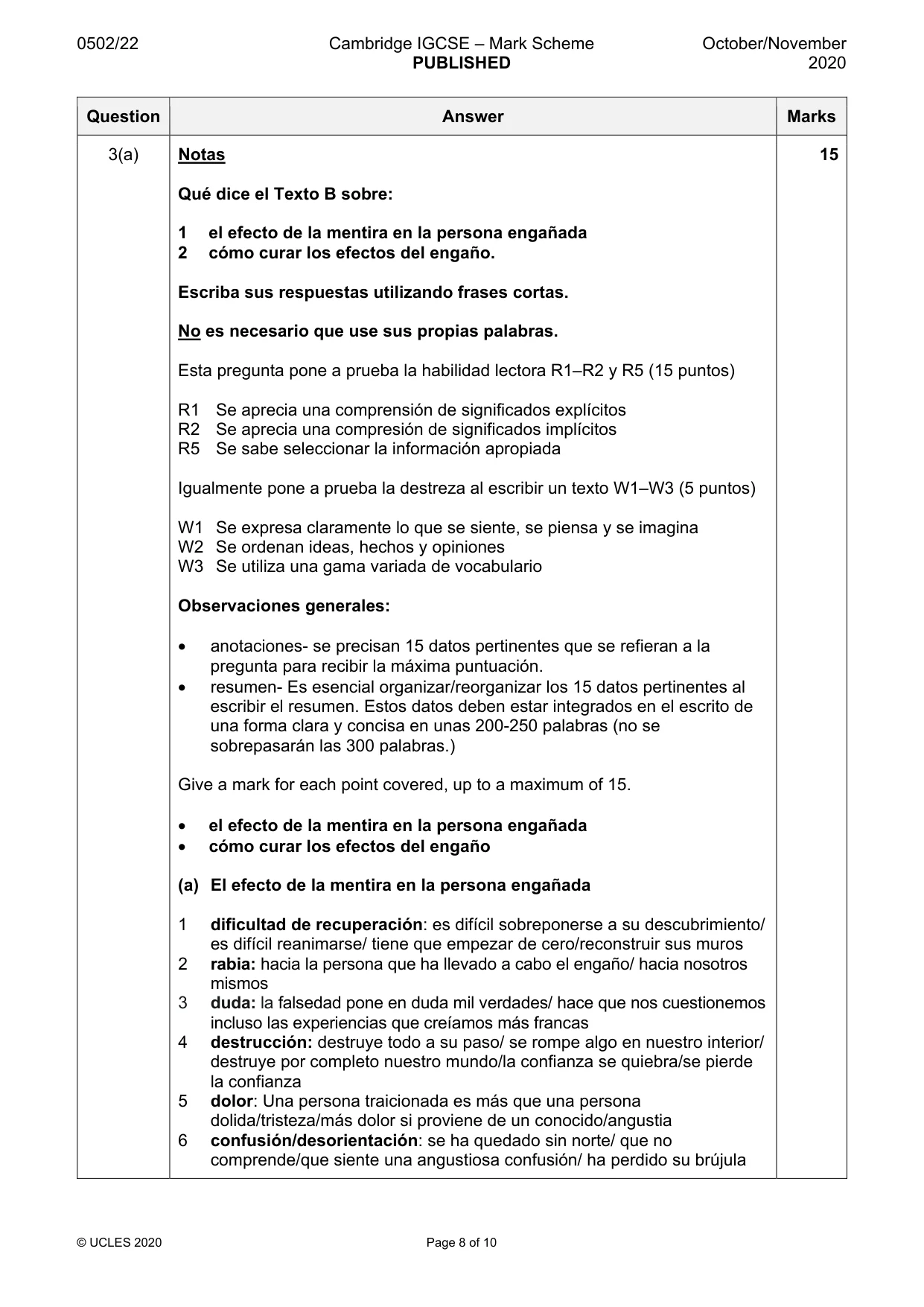 Mark scheme, page 8 of 10