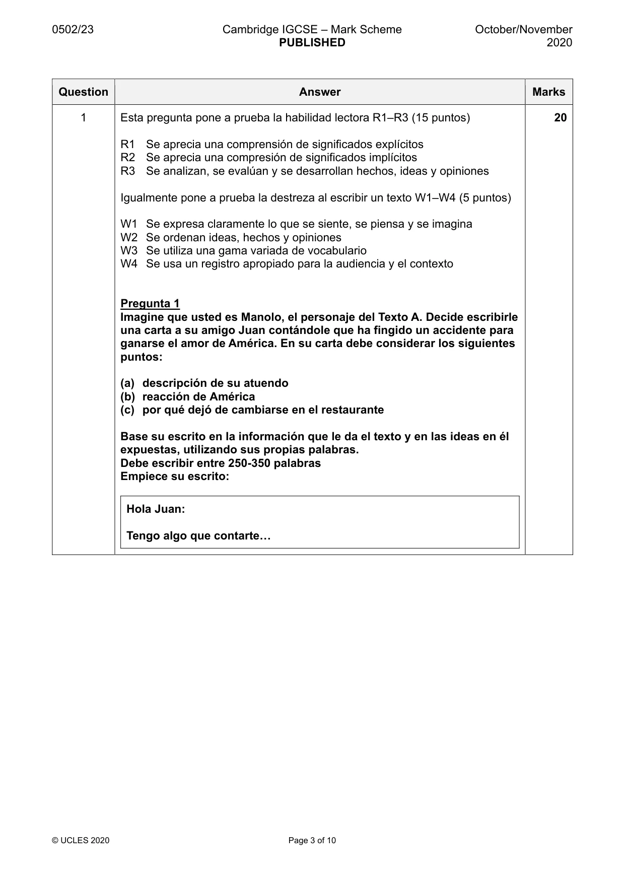 Mark scheme, page 3 of 10