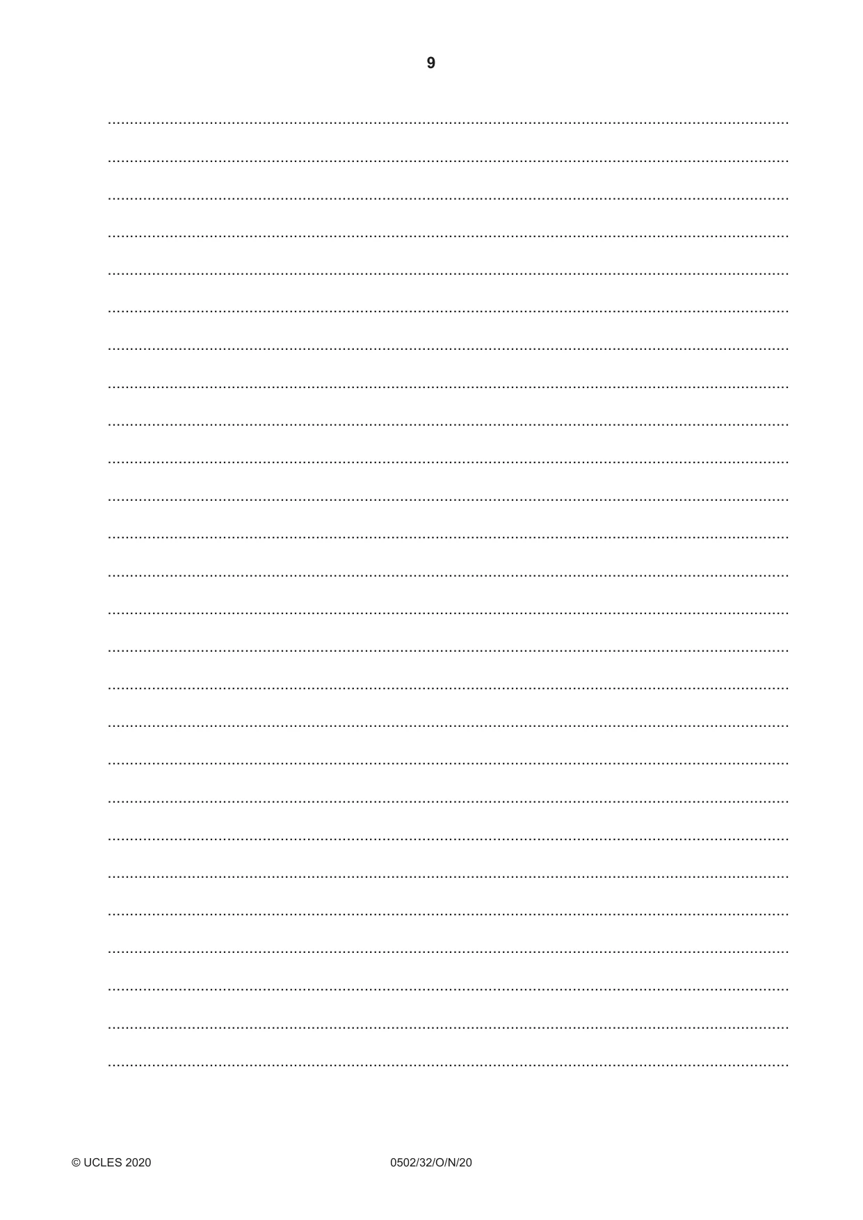 Cambridge IGCSE Spanish - First Language 0502 2020 Oct/Nov Paper 3 · Variant 2 question paper, page 9 of 12