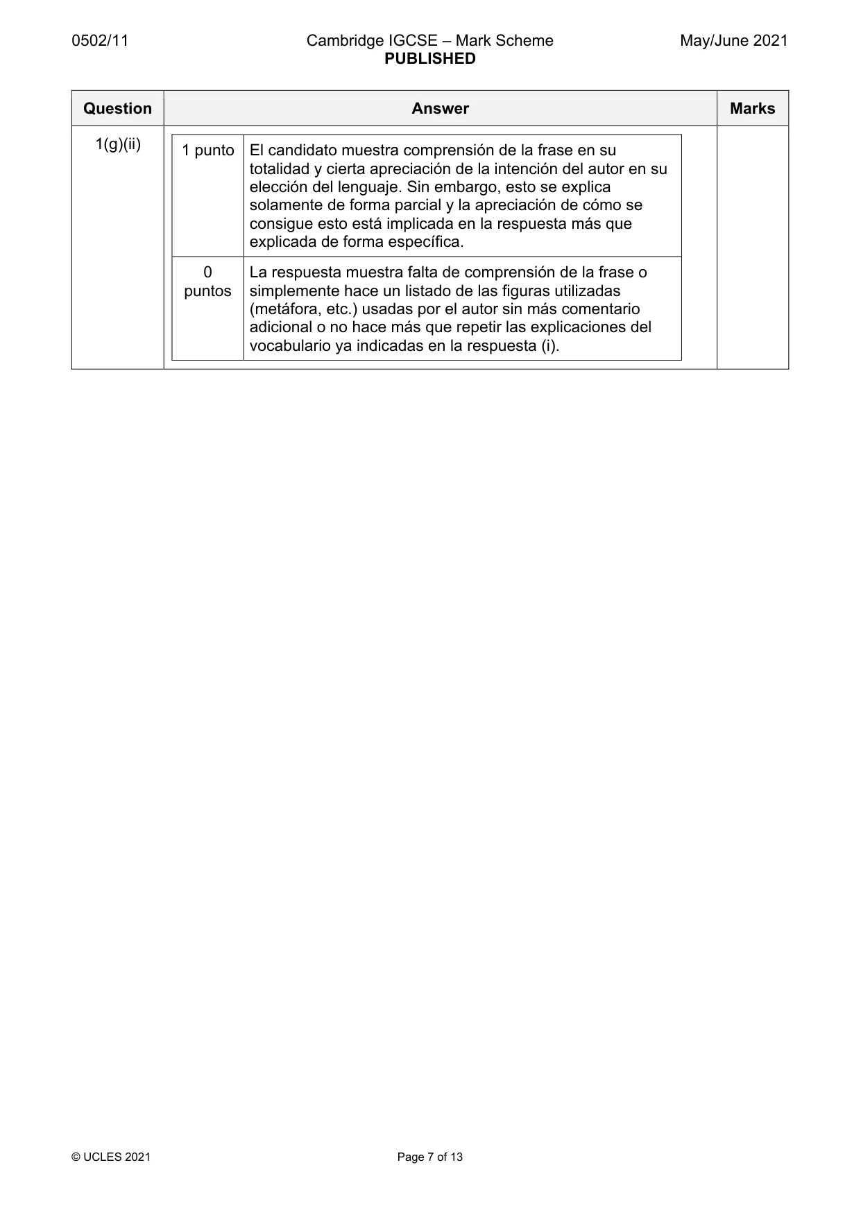 Mark scheme, page 7 of 13