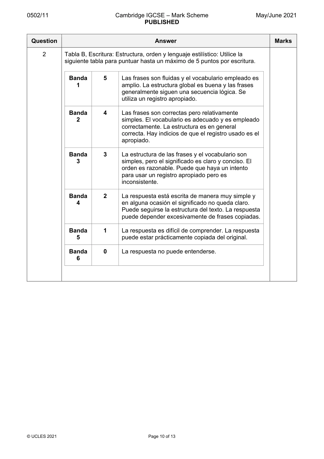 Mark scheme, page 10 of 13