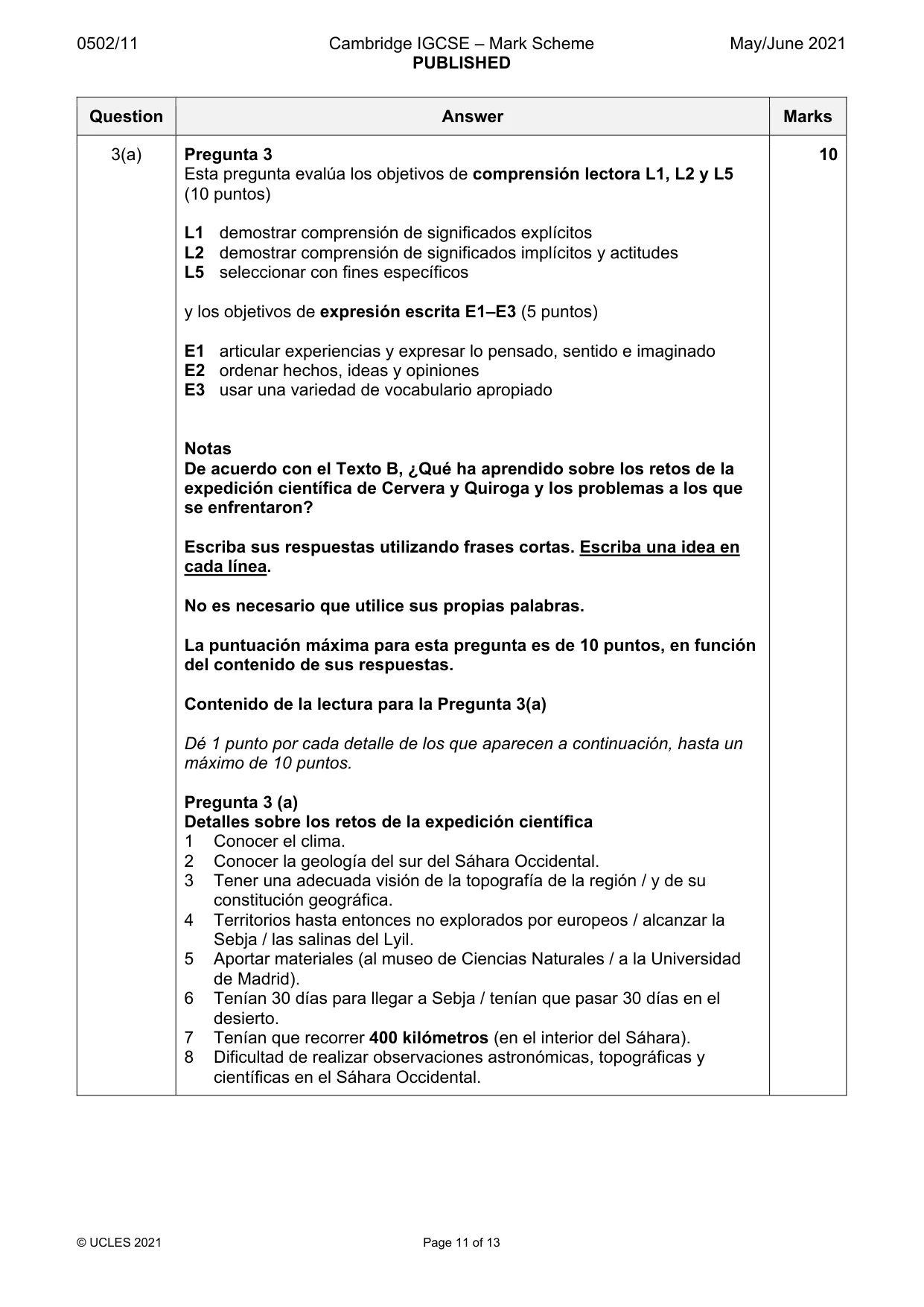 Mark scheme, page 11 of 13