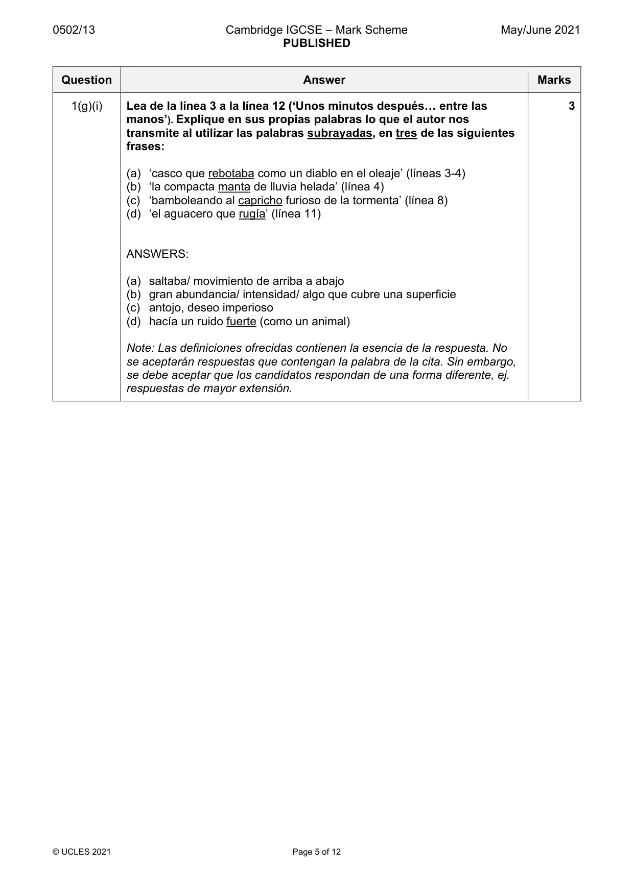 Mark scheme, page 5 of 12