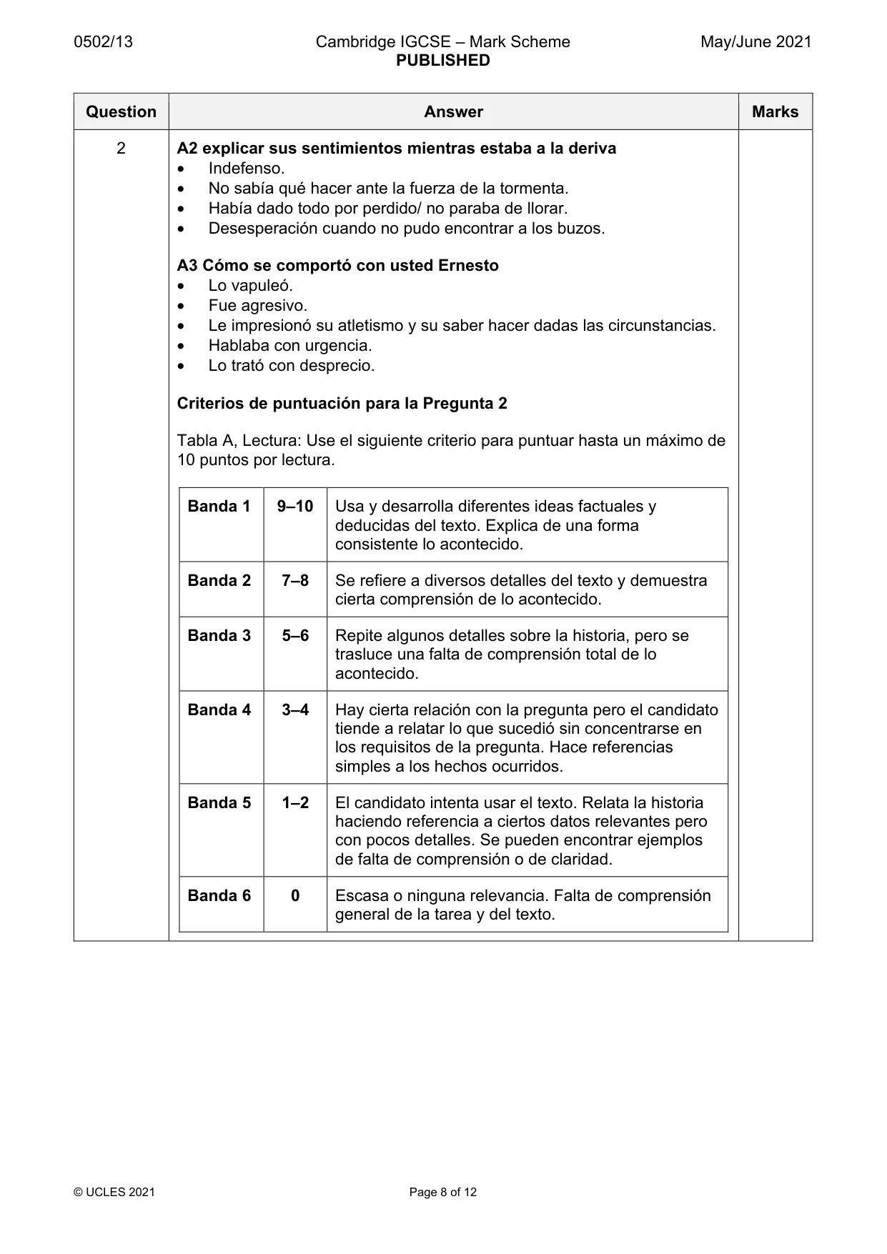 Mark scheme, page 8 of 12