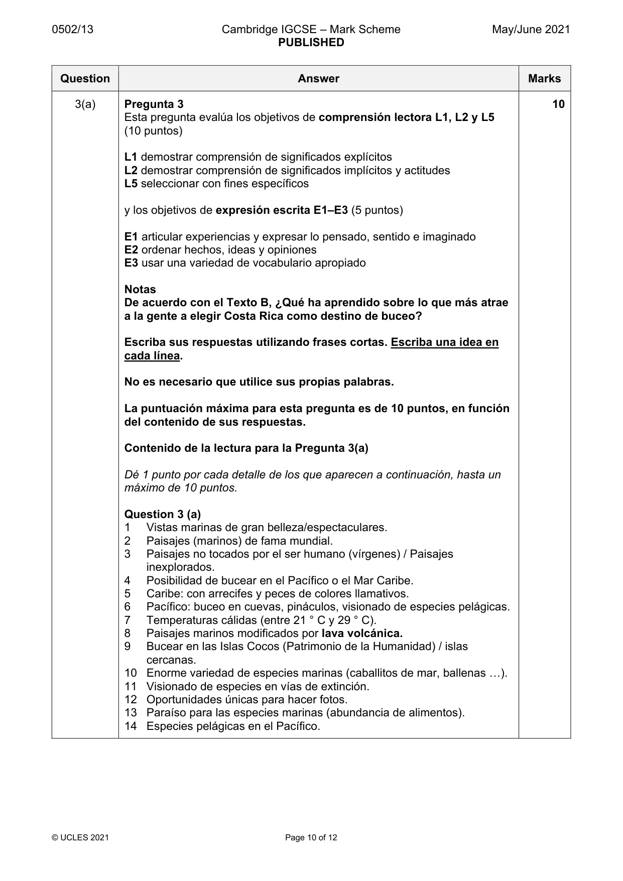 Mark scheme, page 10 of 12