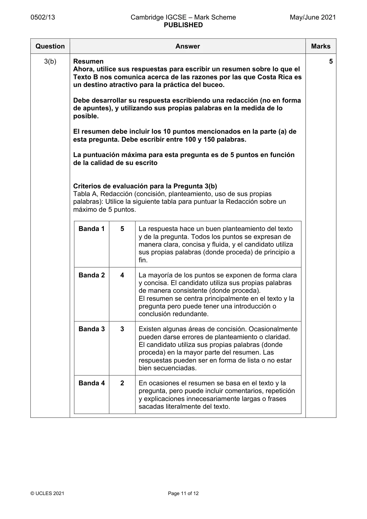 Mark scheme, page 11 of 12