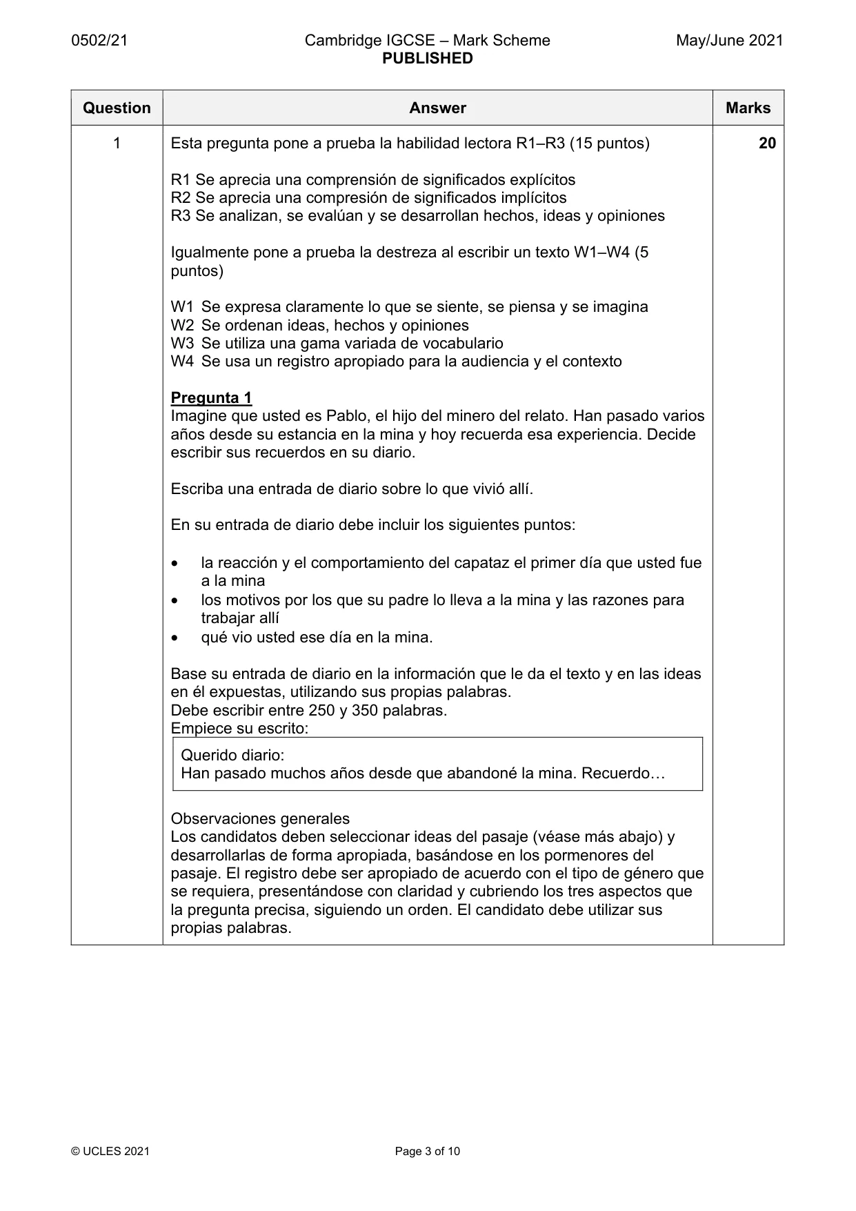 Mark scheme, page 3 of 10