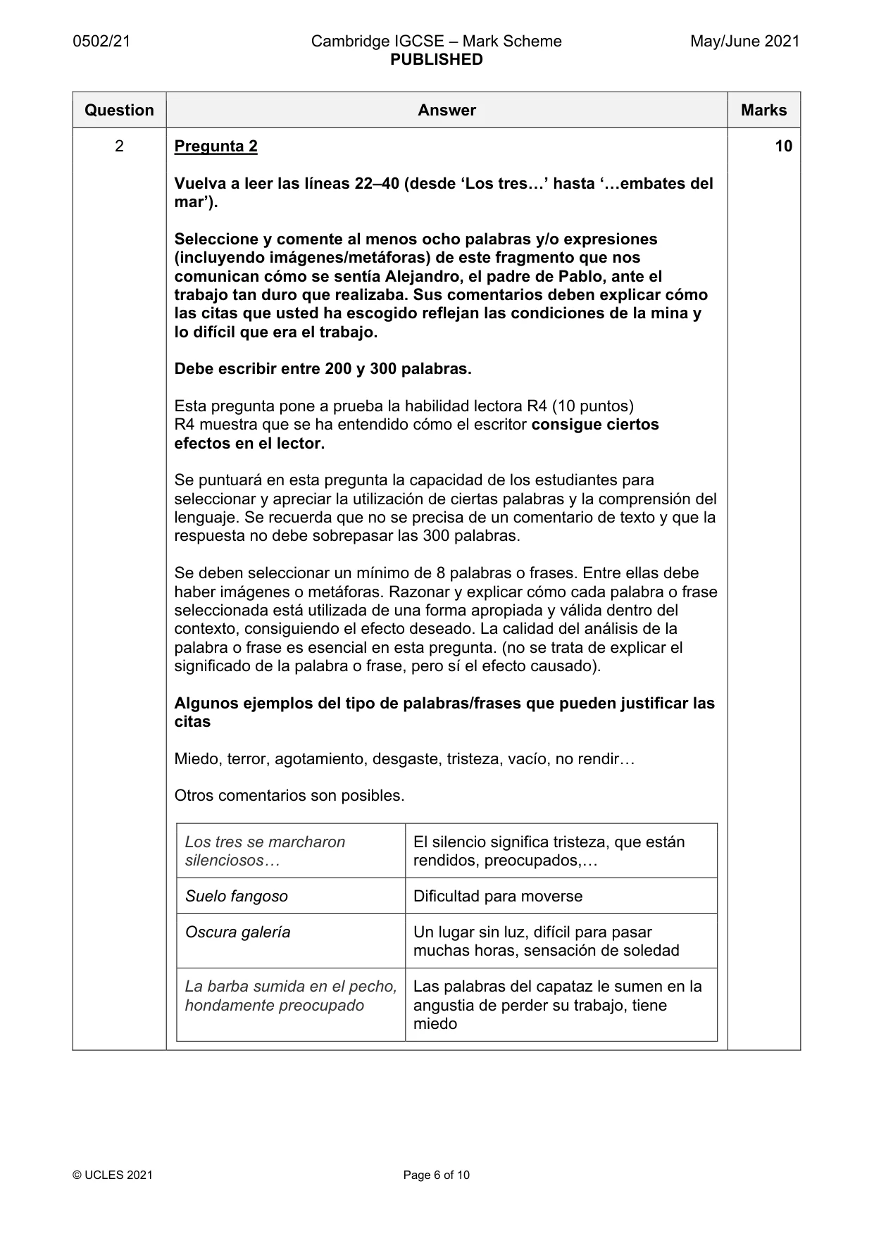Mark scheme, page 6 of 10