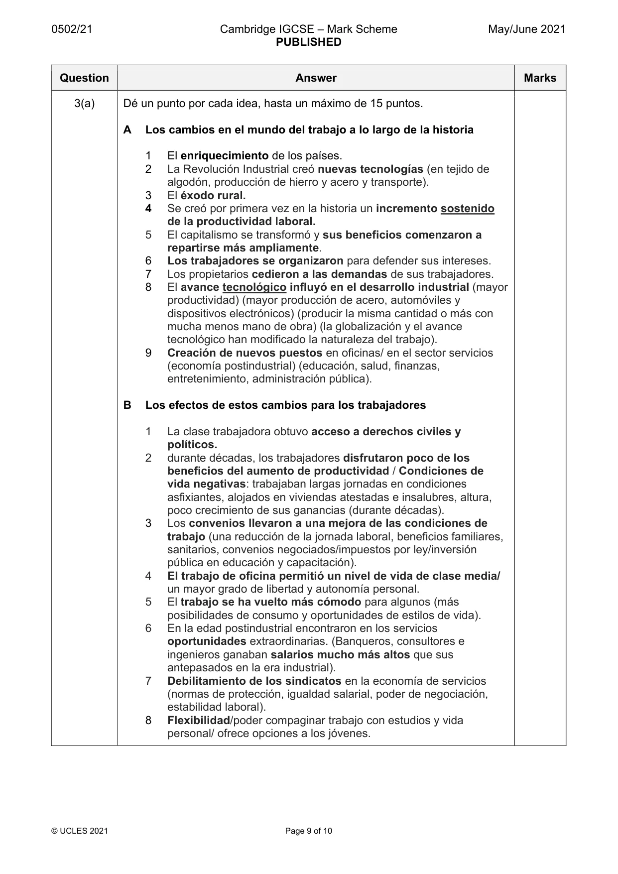 Mark scheme, page 9 of 10