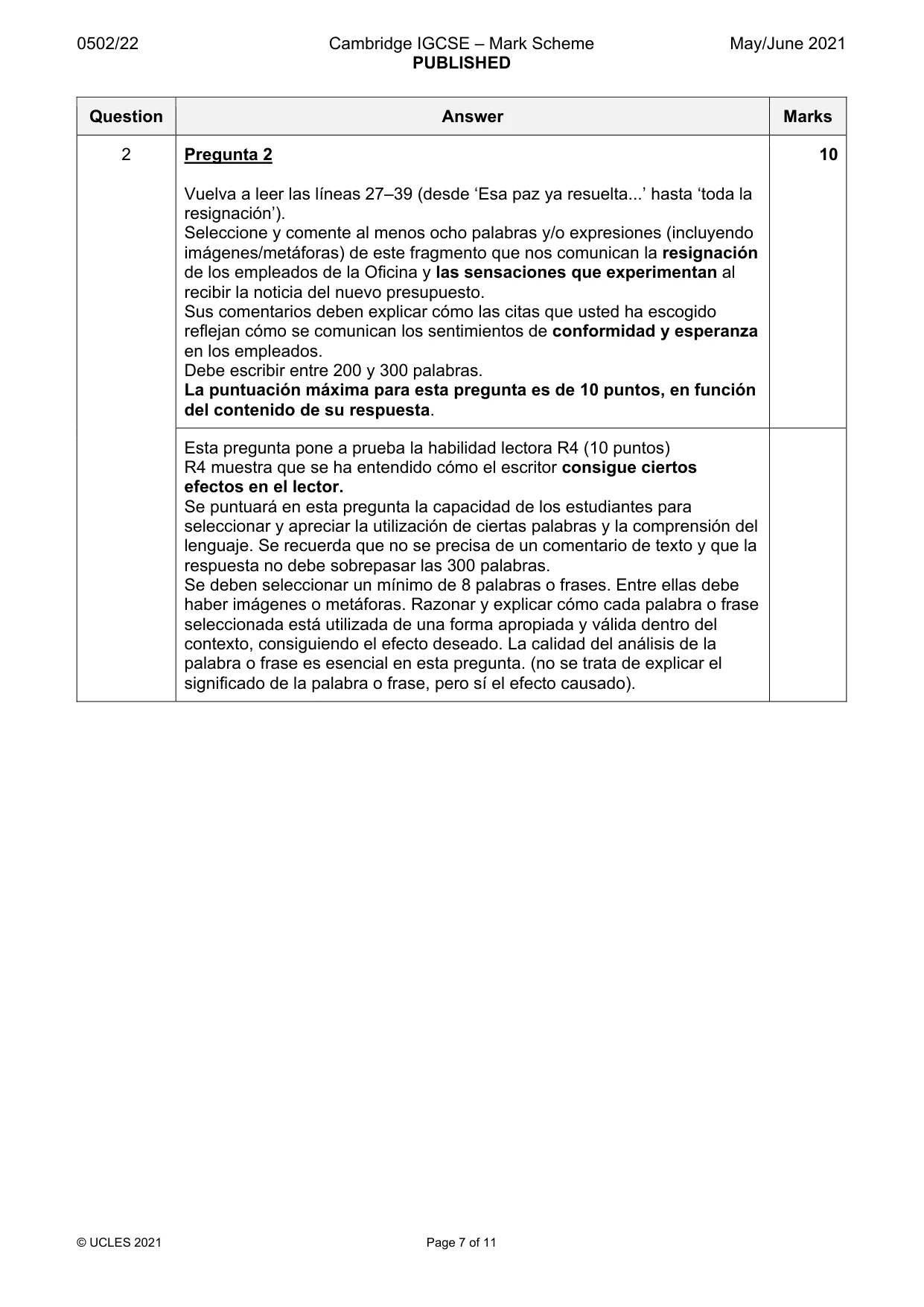 Mark scheme, page 7 of 11