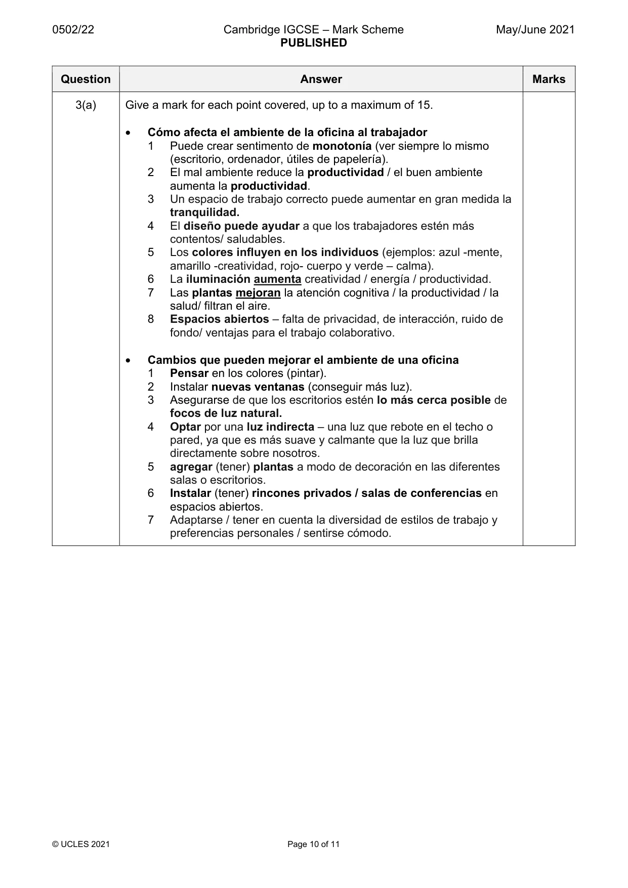Mark scheme, page 10 of 11