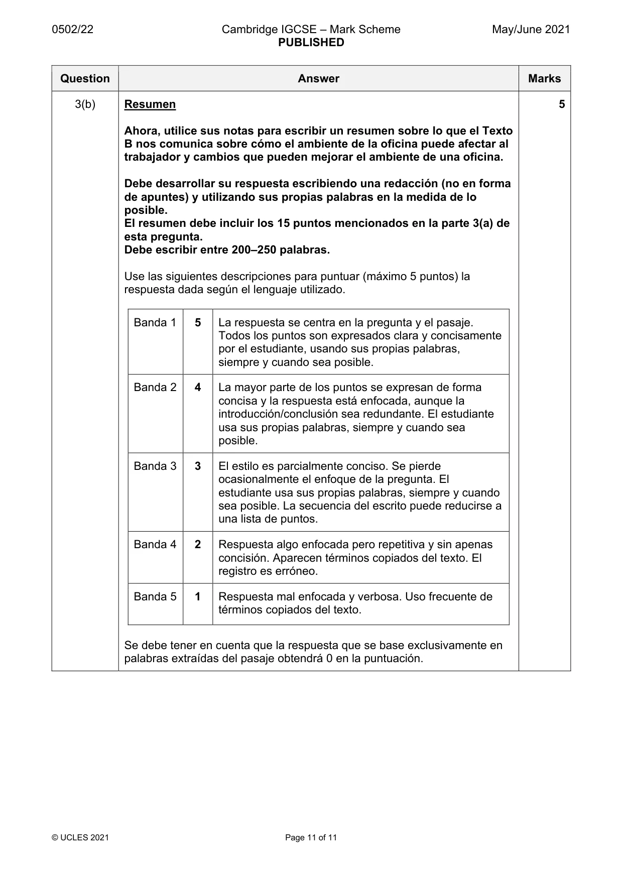 Mark scheme, page 11 of 11