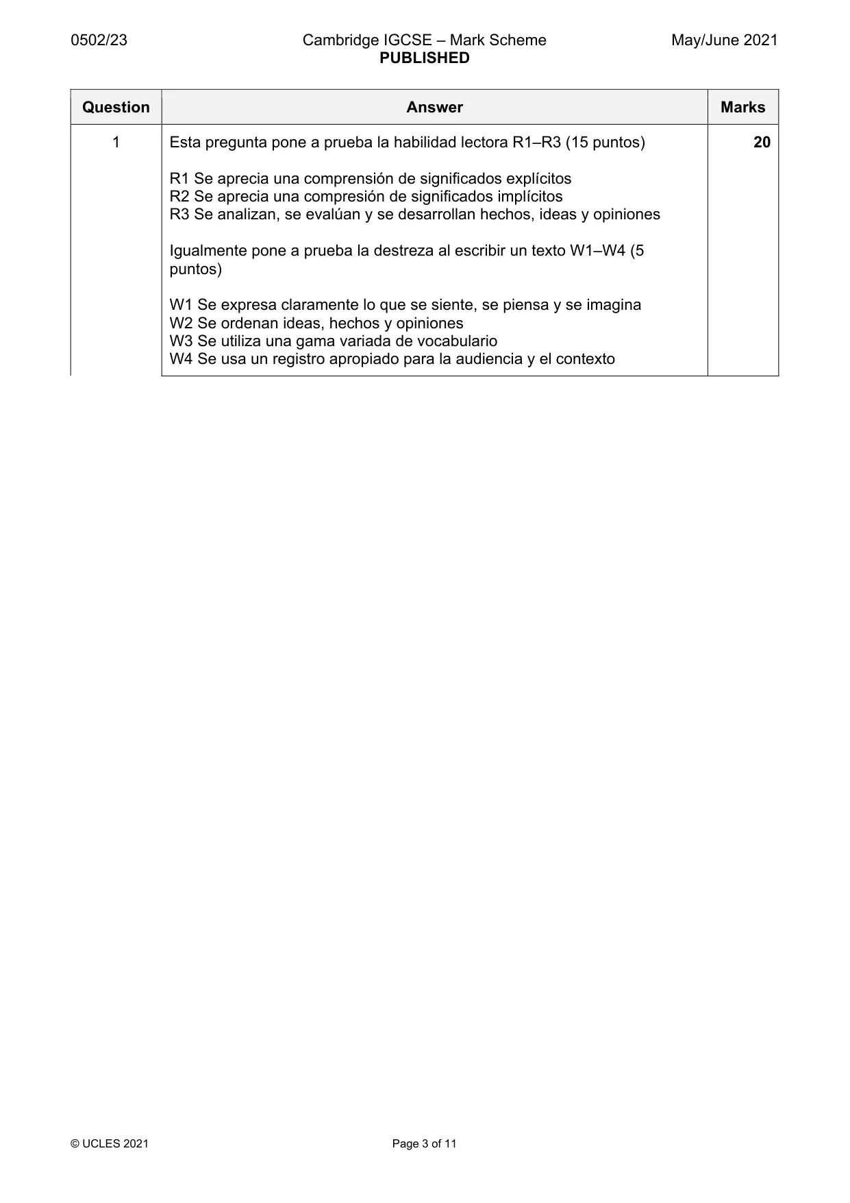 Mark scheme, page 3 of 11