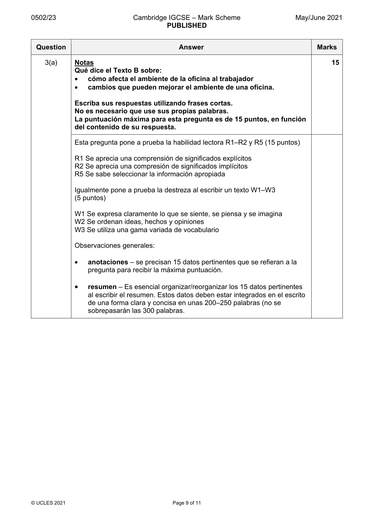Mark scheme, page 9 of 11