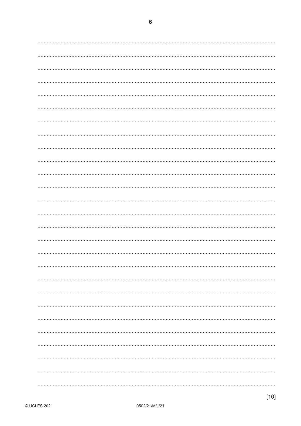 Cambridge IGCSE Spanish - First Language 0502 2021 May/June Paper 2 · Variant 1 question paper, page 6 of 12