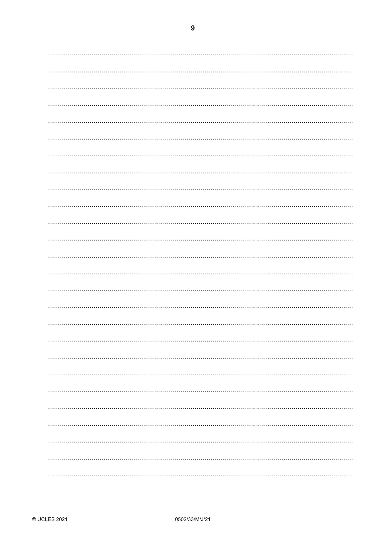 Cambridge IGCSE Spanish - First Language 0502 2021 May/June Paper 3 · Variant 3 question paper, page 9 of 12