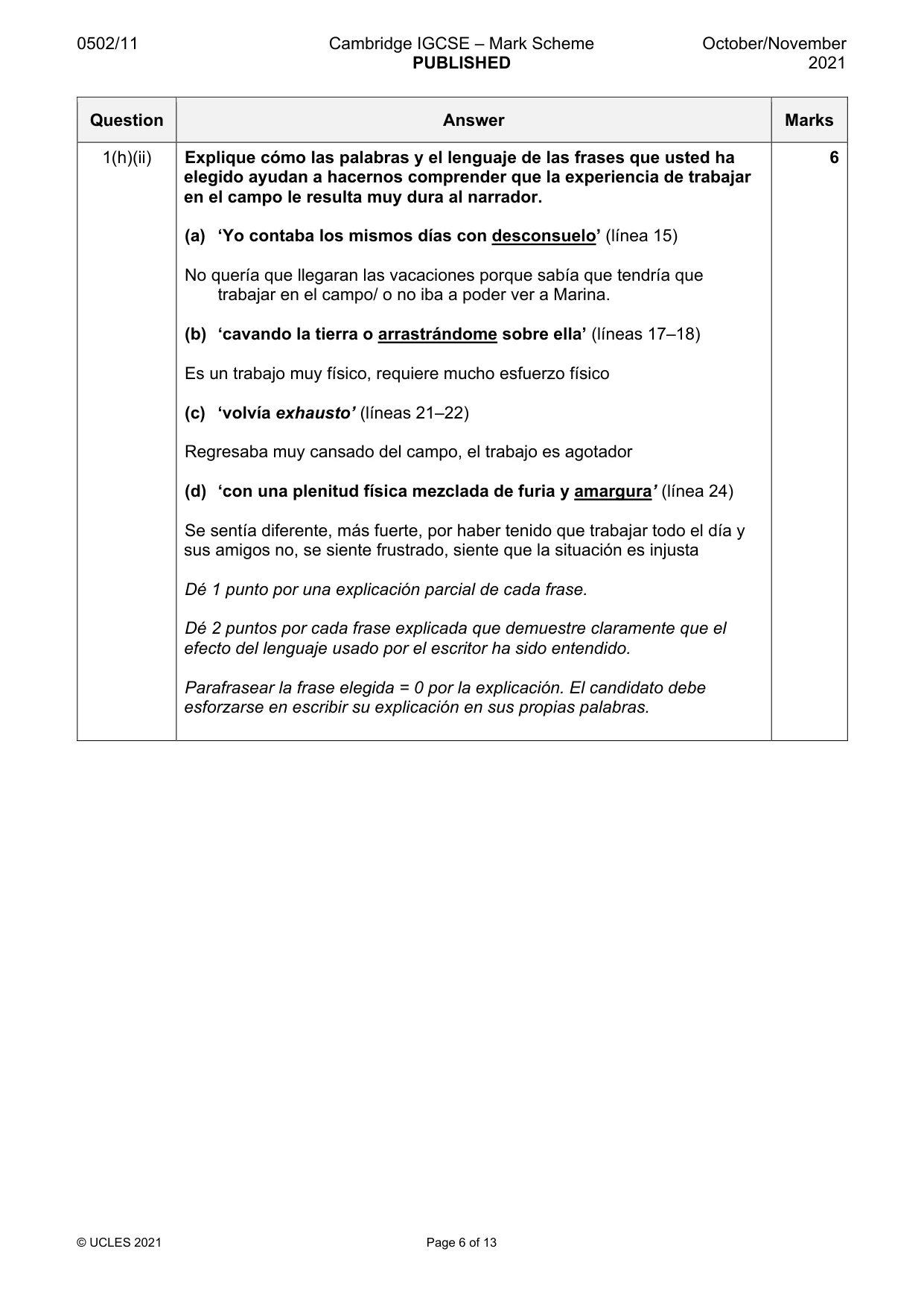 Mark scheme, page 6 of 13