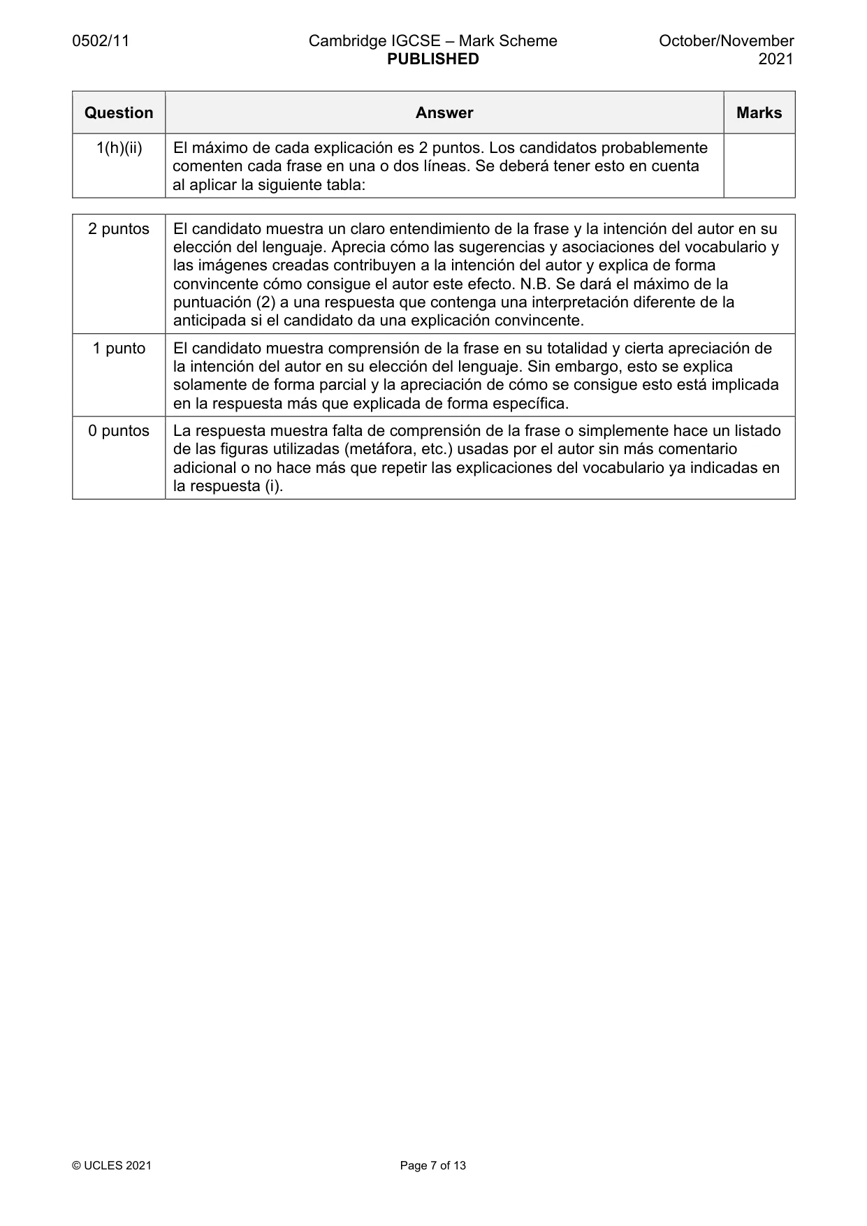 Mark scheme, page 7 of 13