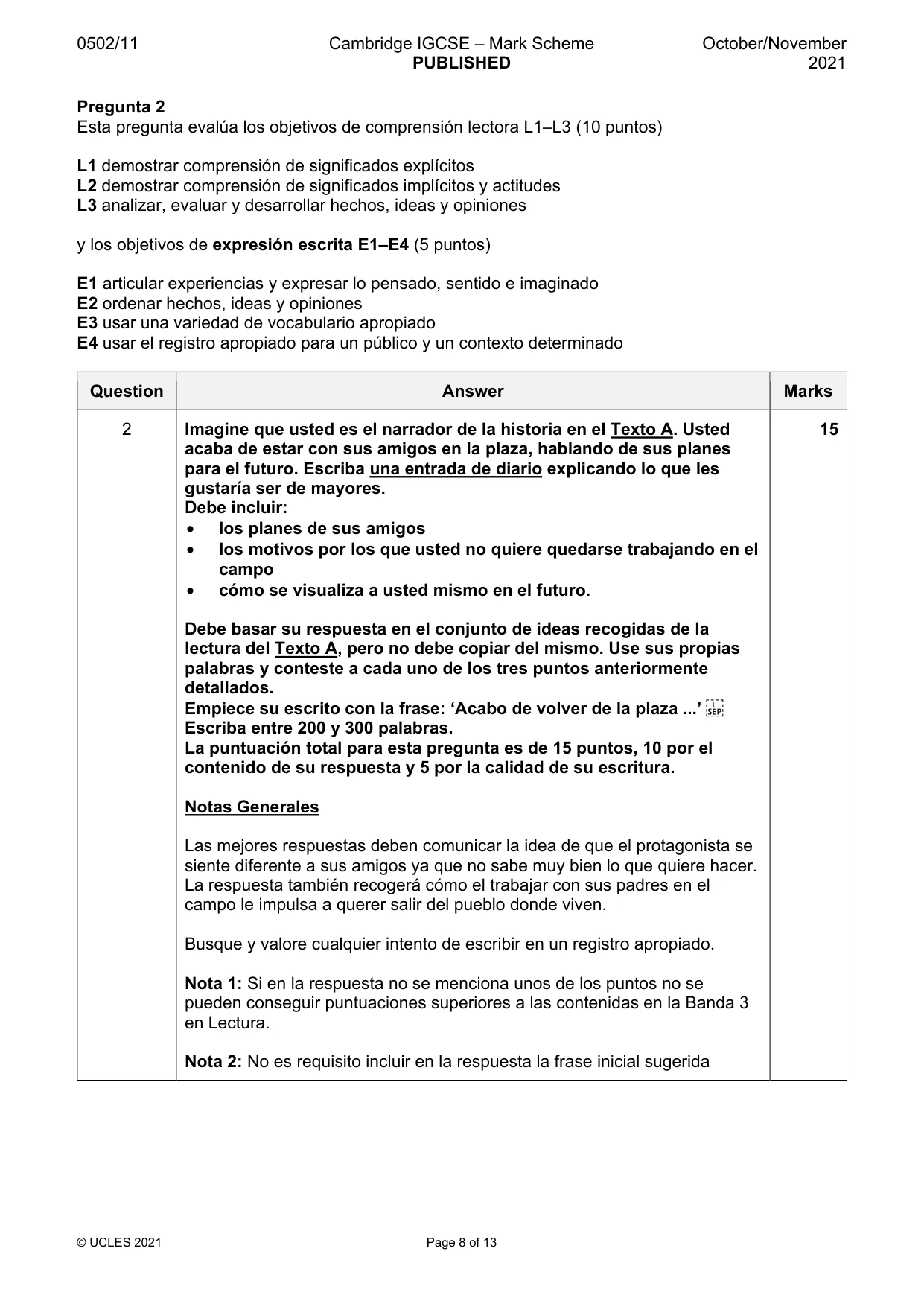 Mark scheme, page 8 of 13