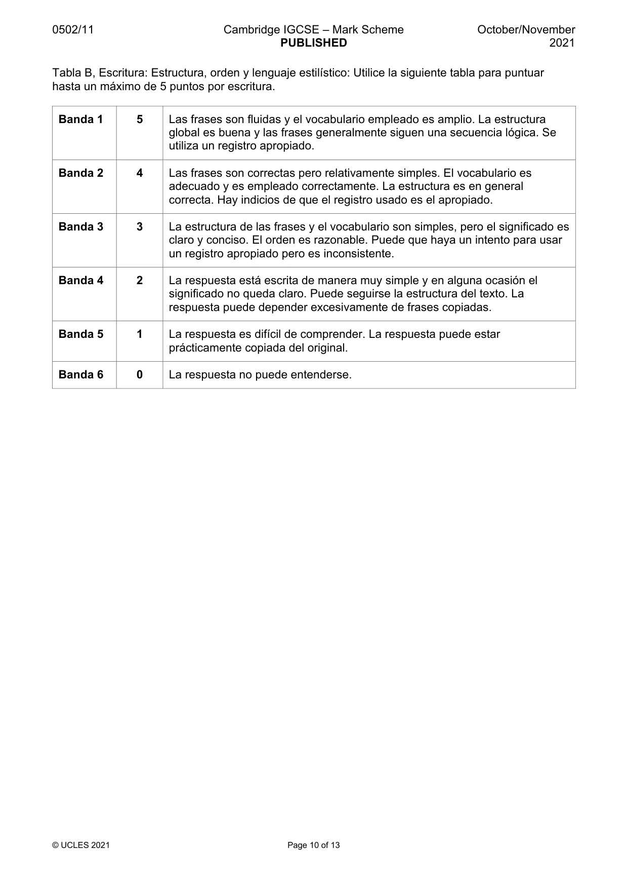 Mark scheme, page 10 of 13
