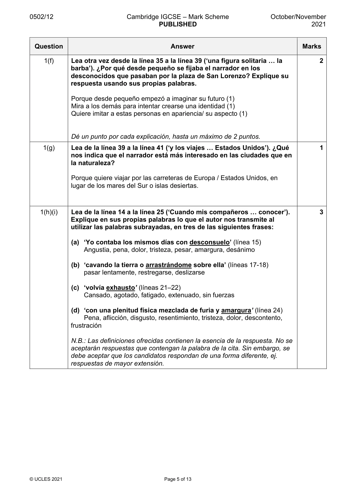 Mark scheme, page 5 of 13