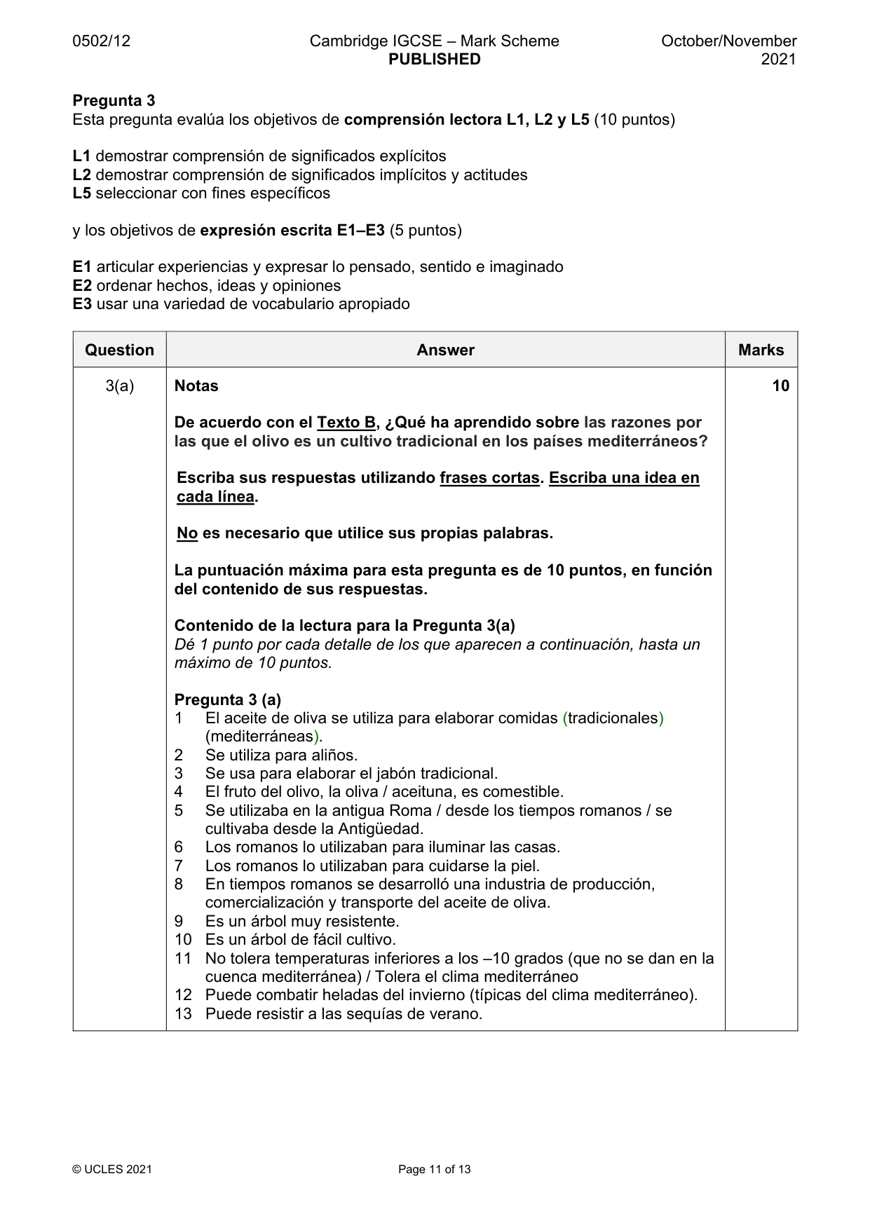 Mark scheme, page 11 of 13