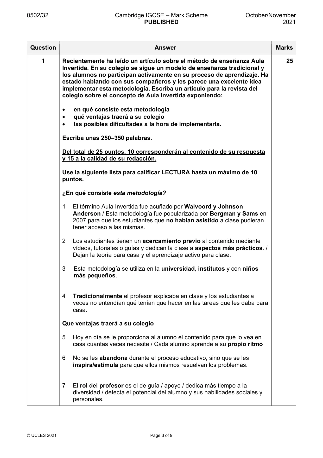 Mark scheme, page 3 of 9