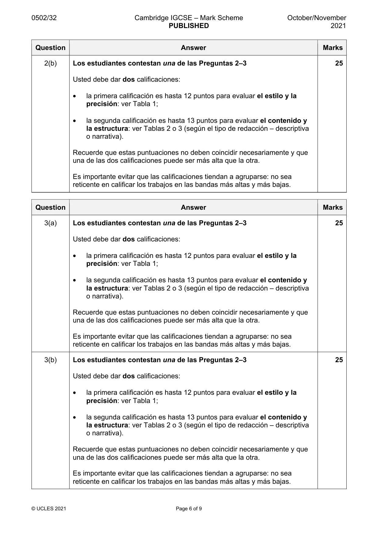 Mark scheme, page 6 of 9