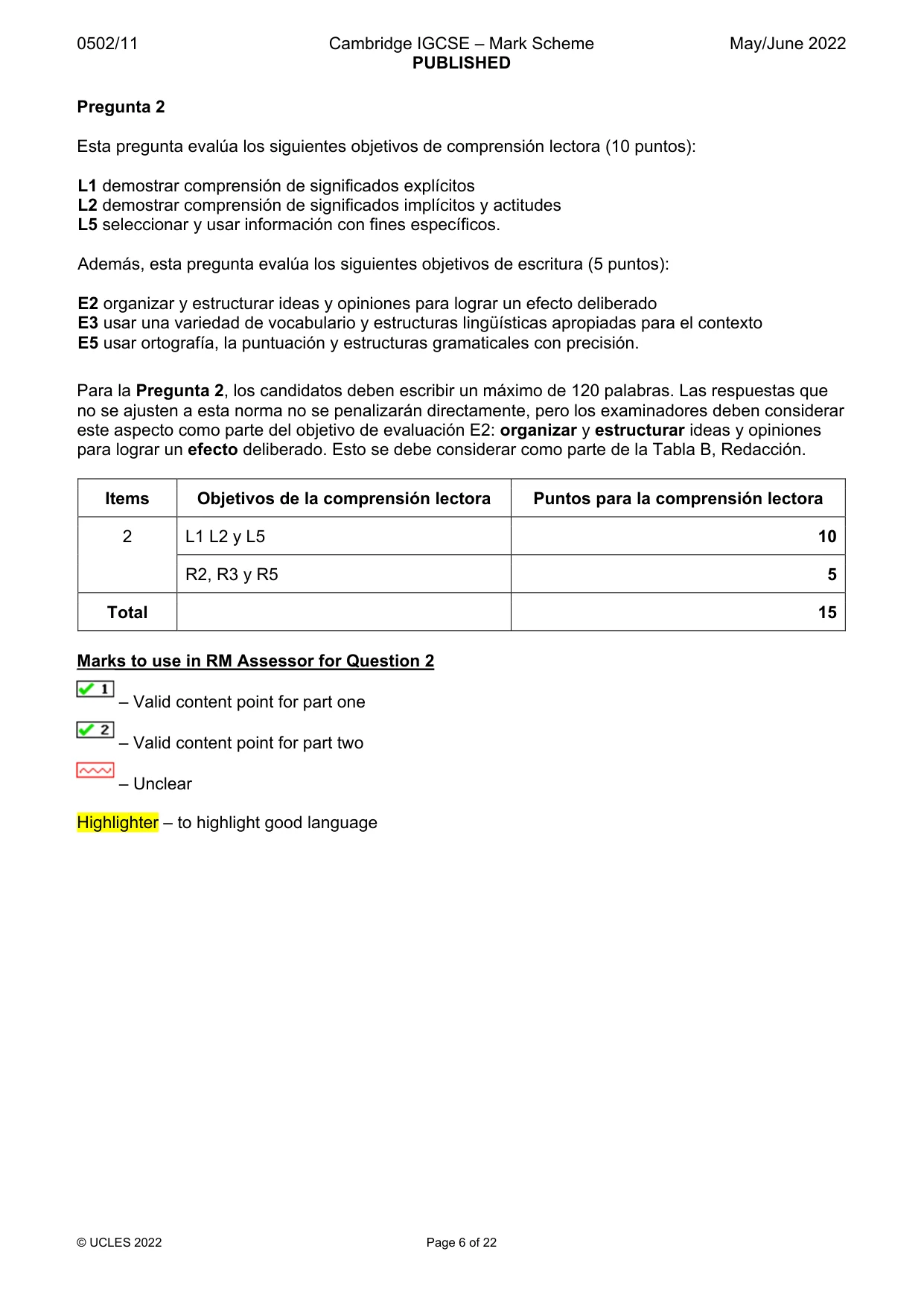 Mark scheme, page 6 of 22