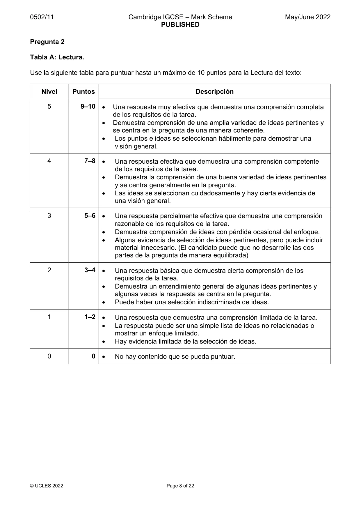 Mark scheme, page 8 of 22