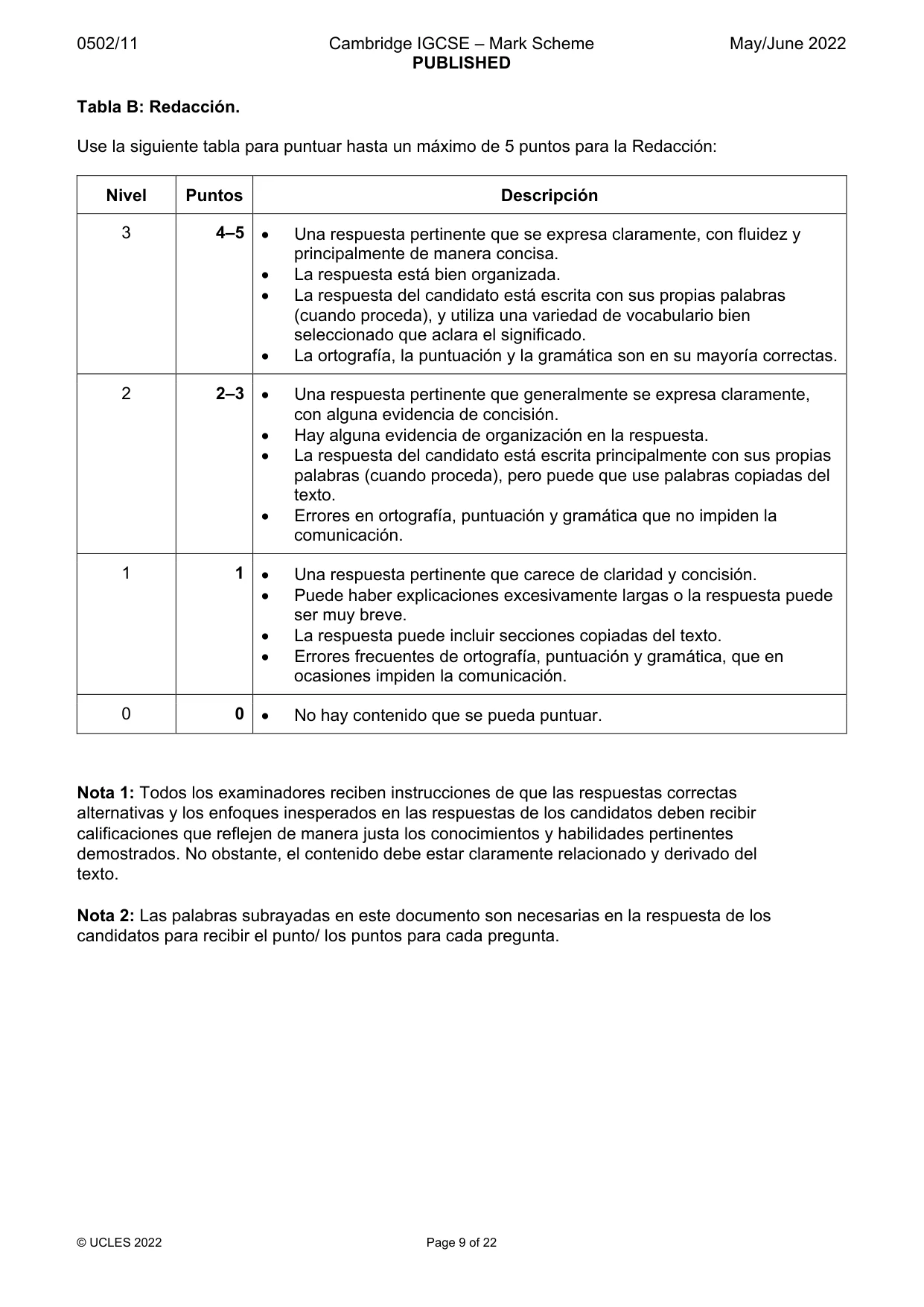 Mark scheme, page 9 of 22